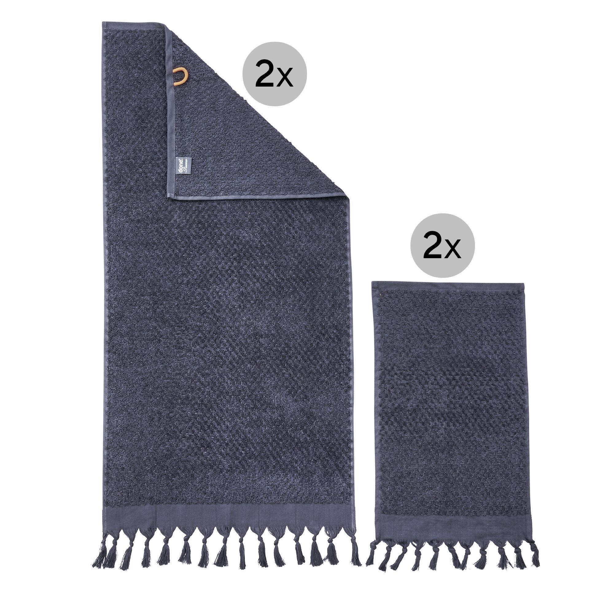 done.® 4tlg. Handtuch-Set PROVENCE HONEYCOMB 100% Baumwolle 30x50cm & 50x100cm