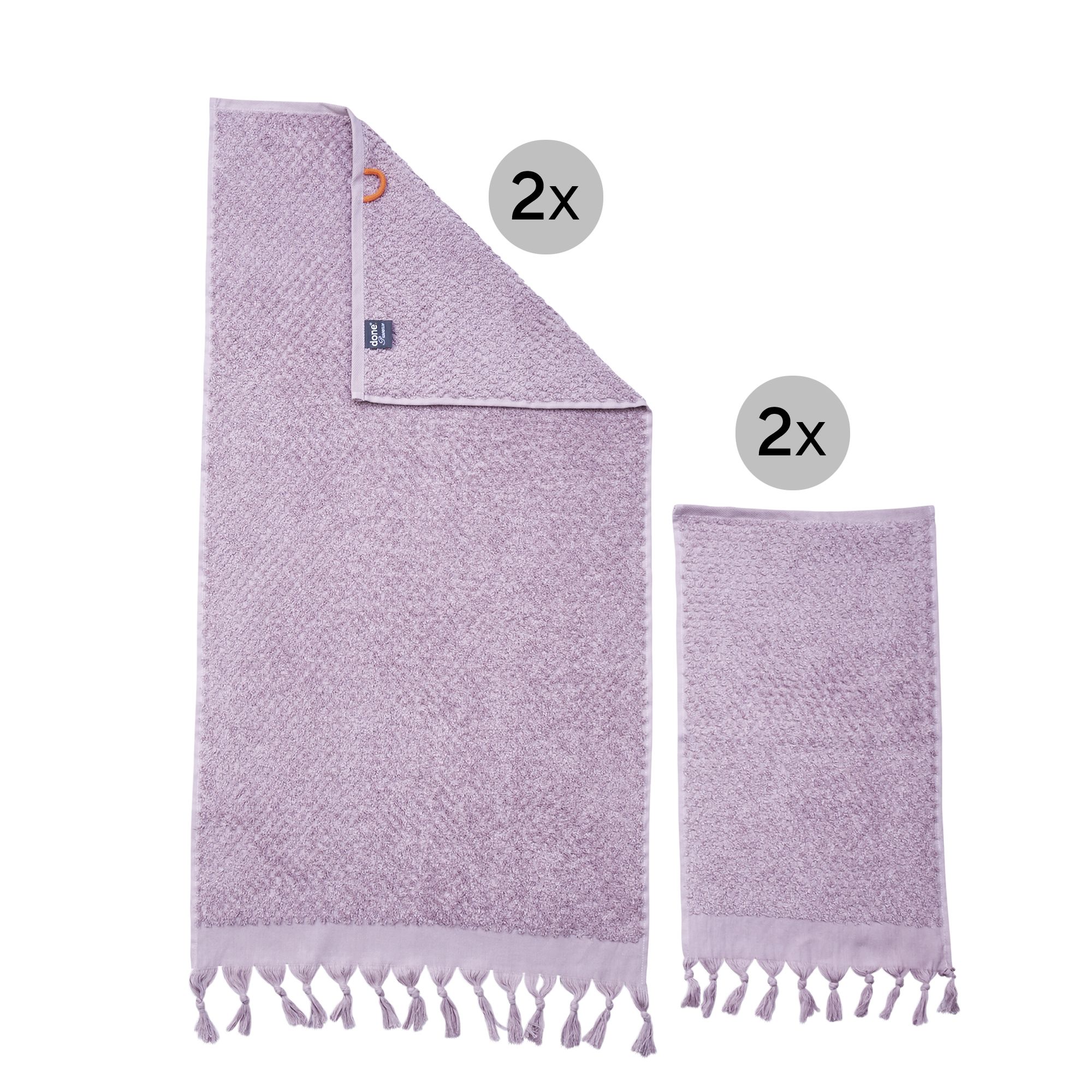 done.® 4tlg. Handtuch-Set PROVENCE HONEYCOMB 100% Baumwolle 30x50cm & 50x100cm