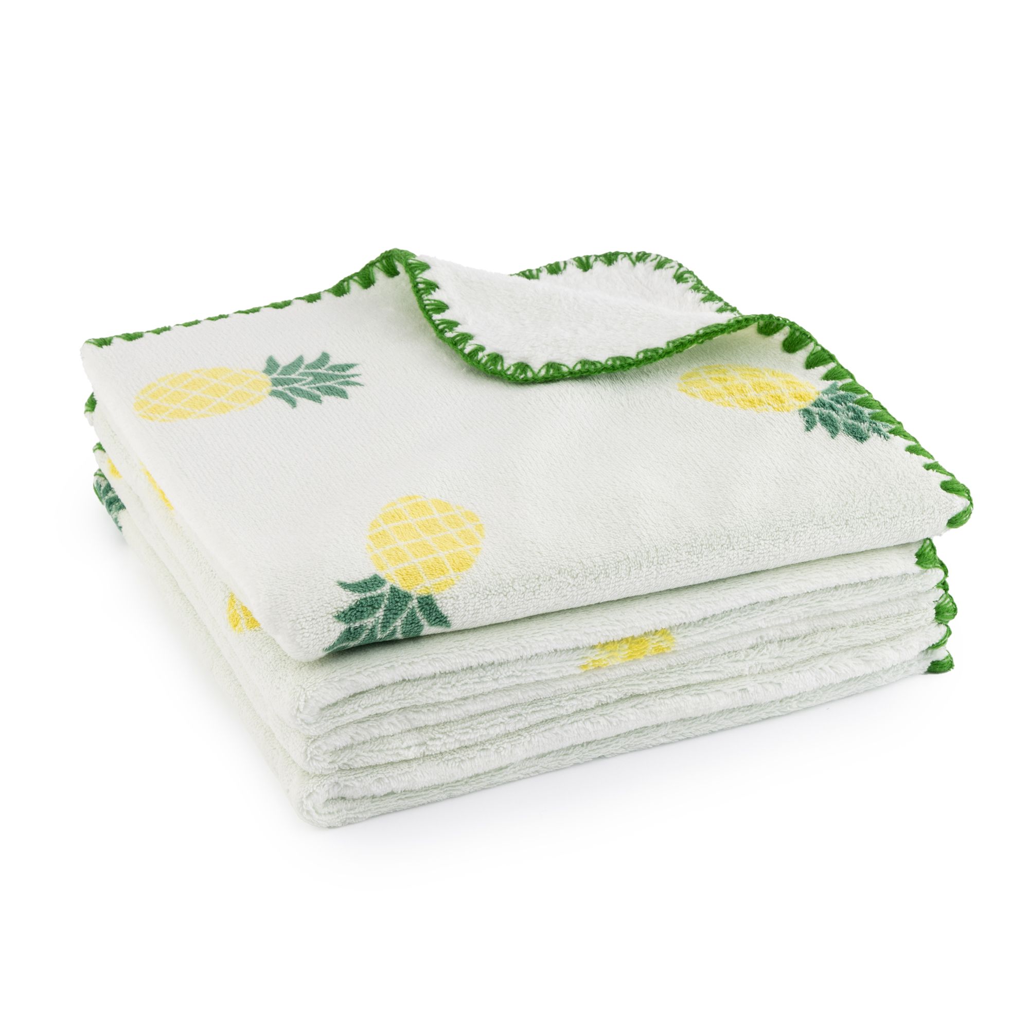 BADIZIO Softdry 4 Küchenhandtücher Früchte weich & saugstark Kettelnaht, 50x50cm