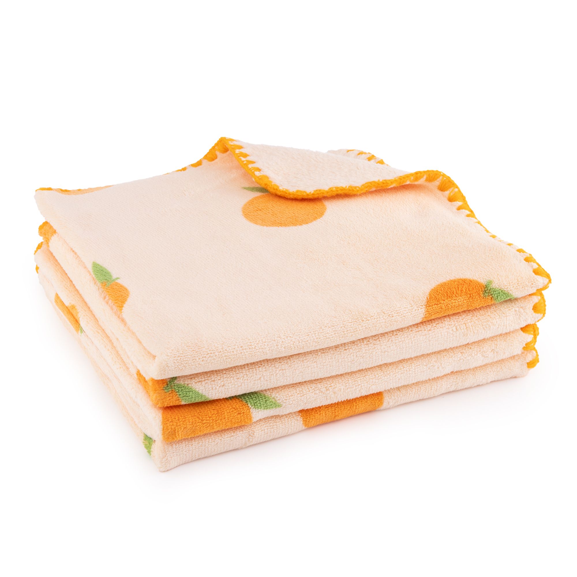 BADIZIO Softdry 4 Küchenhandtücher Früchte weich & saugstark Kettelnaht, 50x50cm