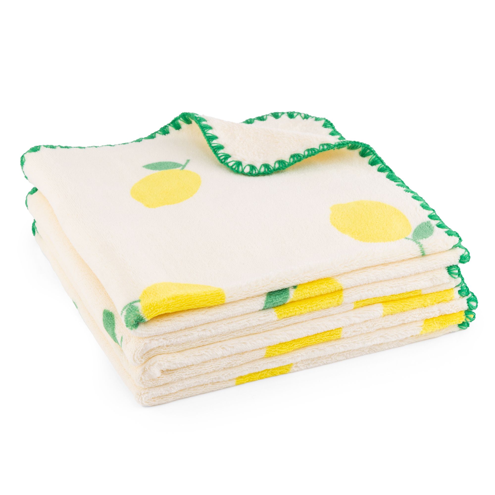 BADIZIO Softdry 4 Küchenhandtücher Früchte weich & saugstark Kettelnaht, 50x50cm