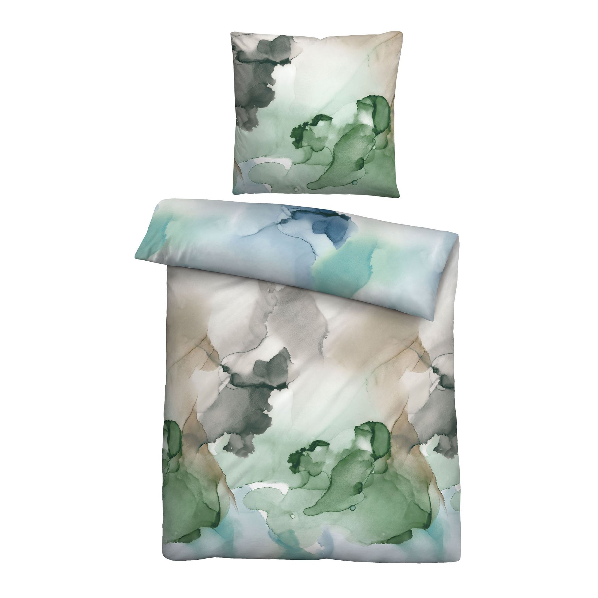biberna® Bettwäsche Aquarell Baumwoll Satin Einzelbett, 2tlg.