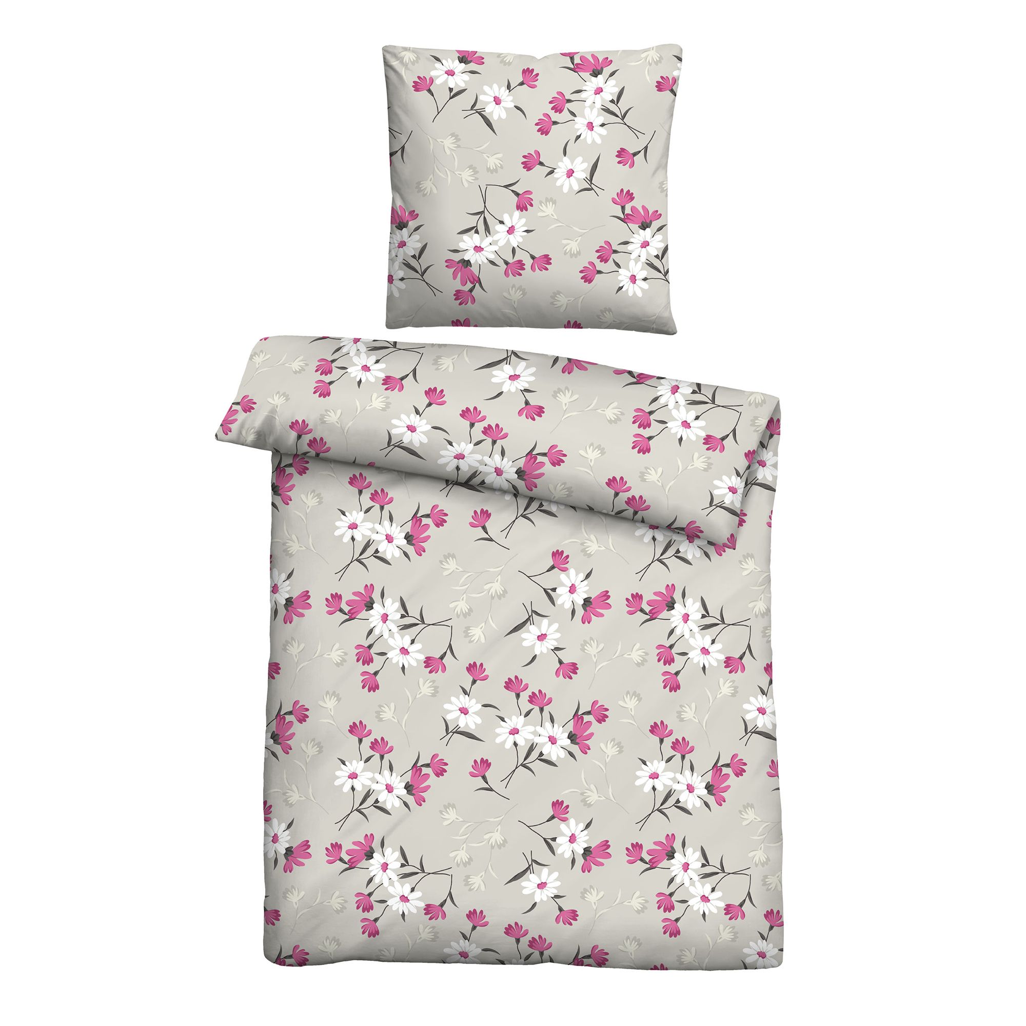 Castell® Bettwäsche Blümchen Baumwoll Feinbiber Einzelbett, 2tlg.