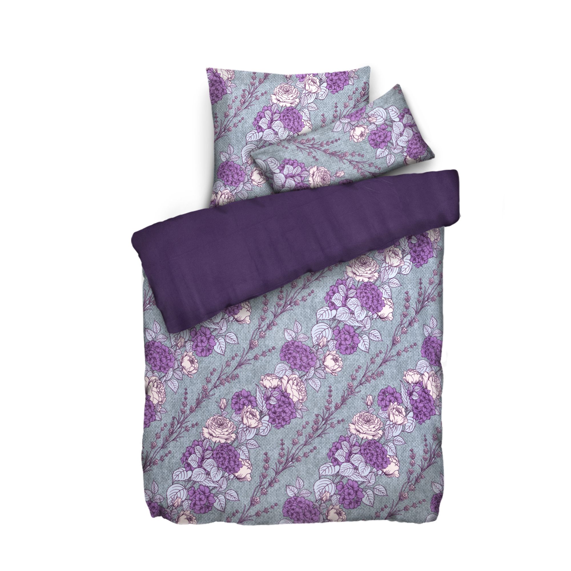 WINTERENGEL Wendebettwäsche Blumenranke mit Rosen Mikrofaser Flanell Einzelbett, 3tlg.