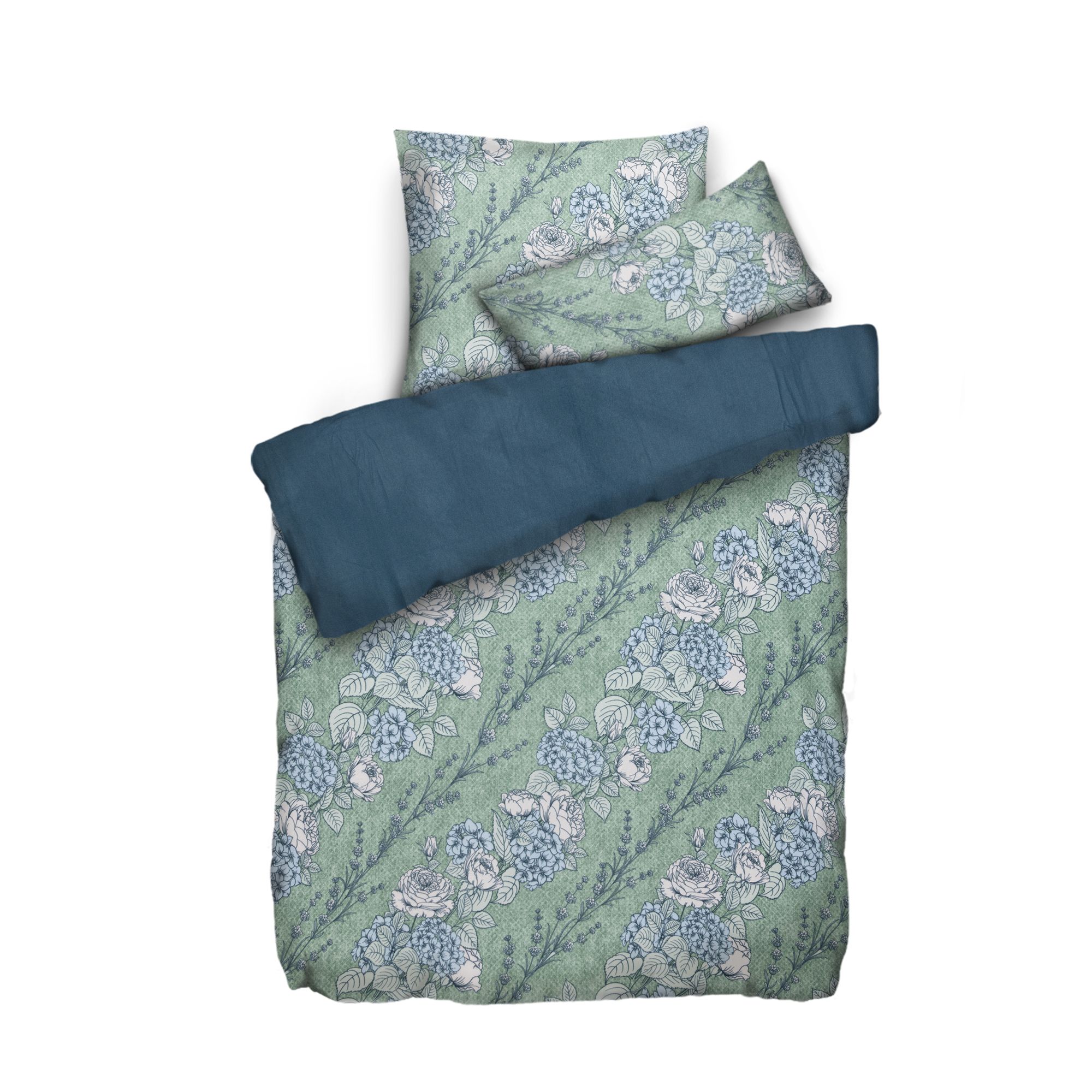 WINTERENGEL Wendebettwäsche Blumenranke mit Rosen Mikrofaser Flanell Einzelbett, 3tlg.