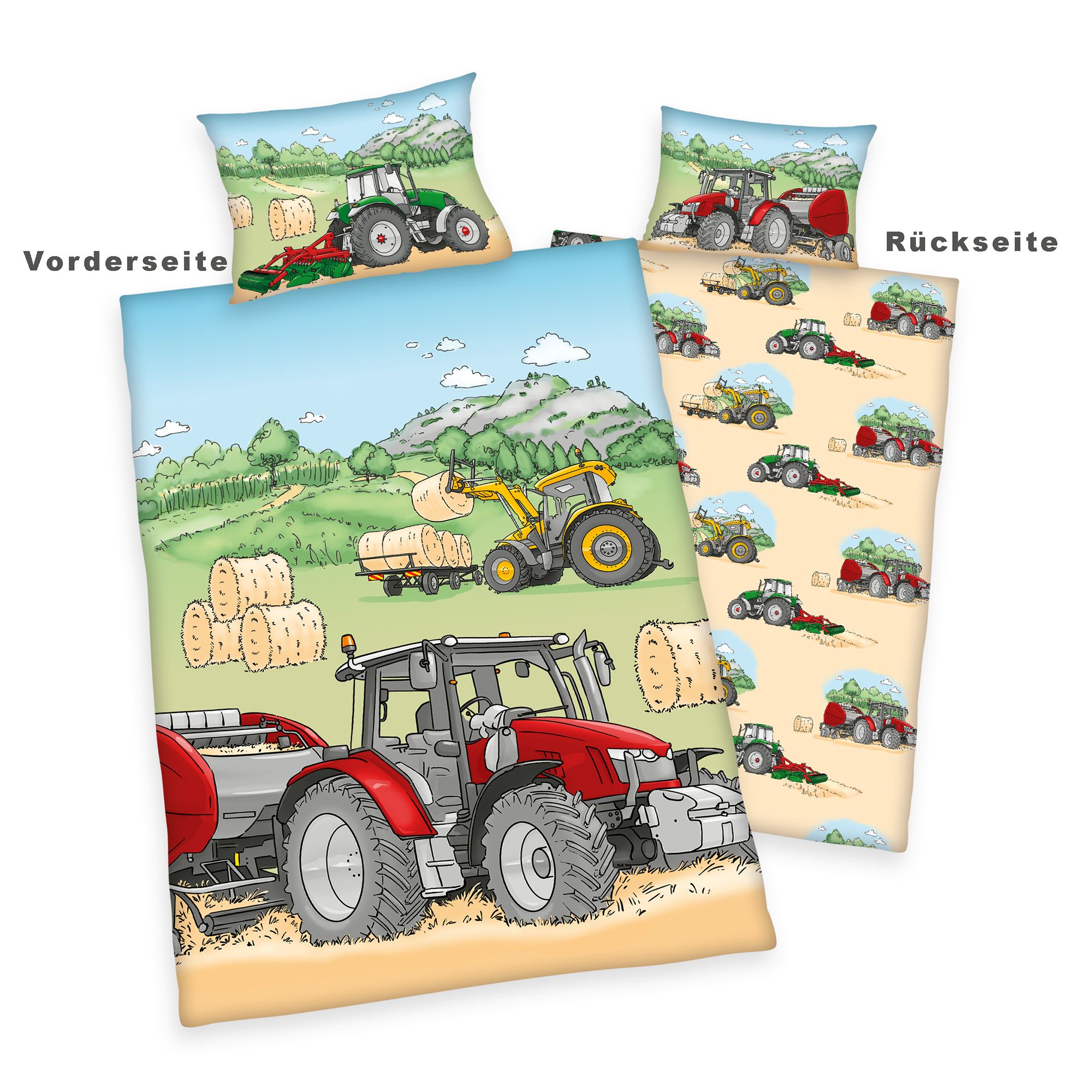 babybest® Wendebettwäsche Traktor Baumwoll Renforcé Einzelbett, 2tlg.
