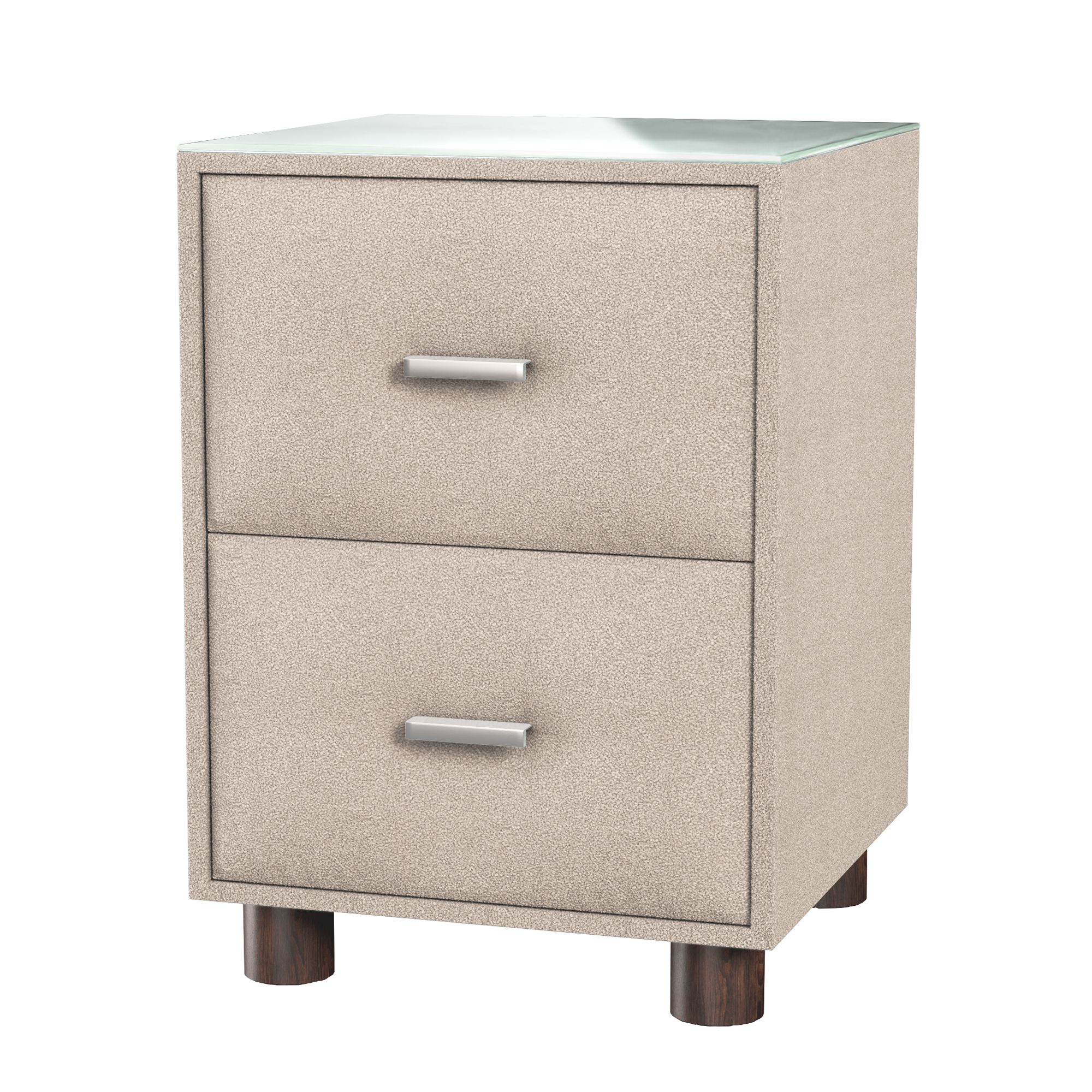  BODYFLEX BOXSPRING Nachttisch HELSINKI 2 Schubladen Glasplatte ca. 40x40x56cm