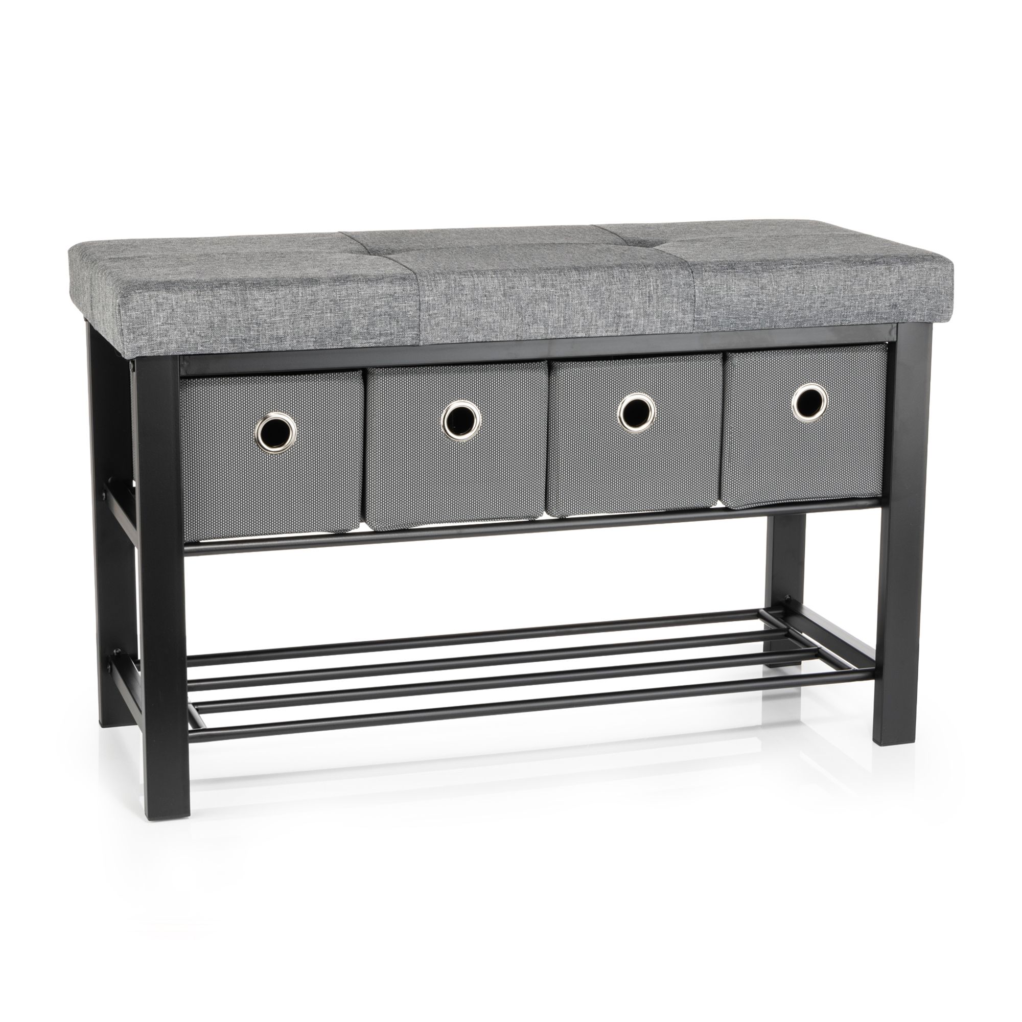 AQURAT Schuhbank mit Sitzfläche inkl. 4 Staufächer & Gitterablage