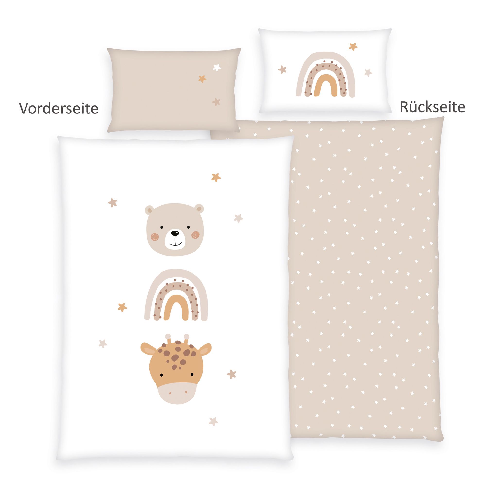 babybest® Wendebettwäsche kleine Freunde Baumwoll Renforcé Einzelbett, 2tlg.
