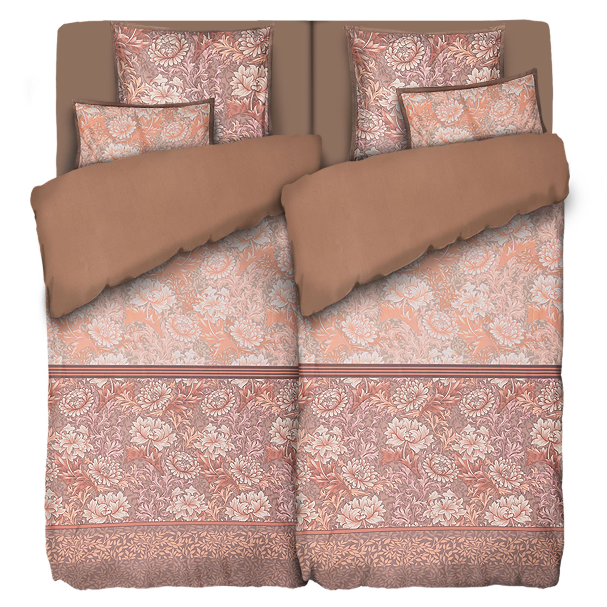 WINTERENGEL Wendebettwäsche Blumen mit Stehsaum Mikrofaser Flanell Doppelbett, 8tlg.