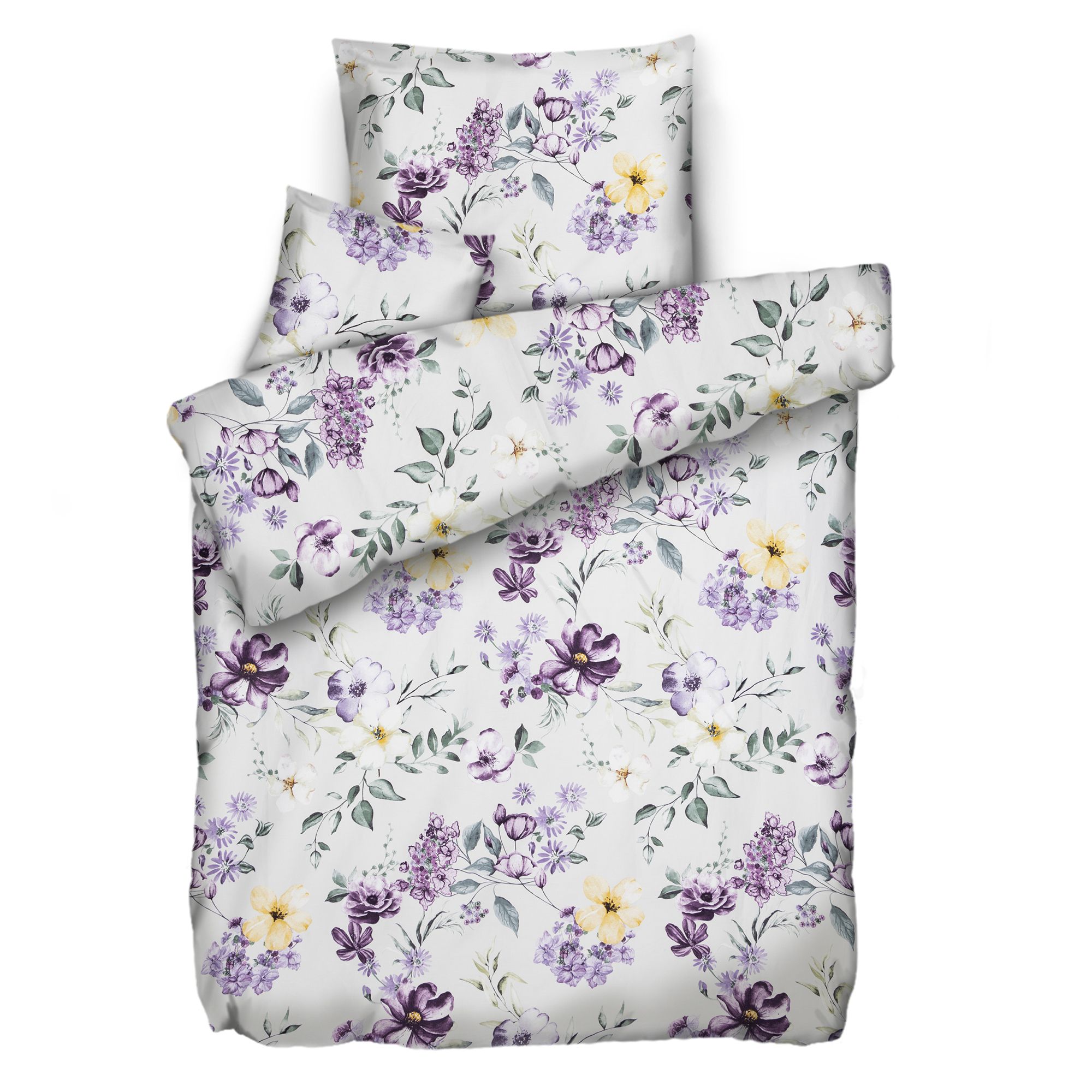 NACHTIGALL Bettwäsche floral bedruckt Baumwoll Satin Einzelbett, 3tlg.