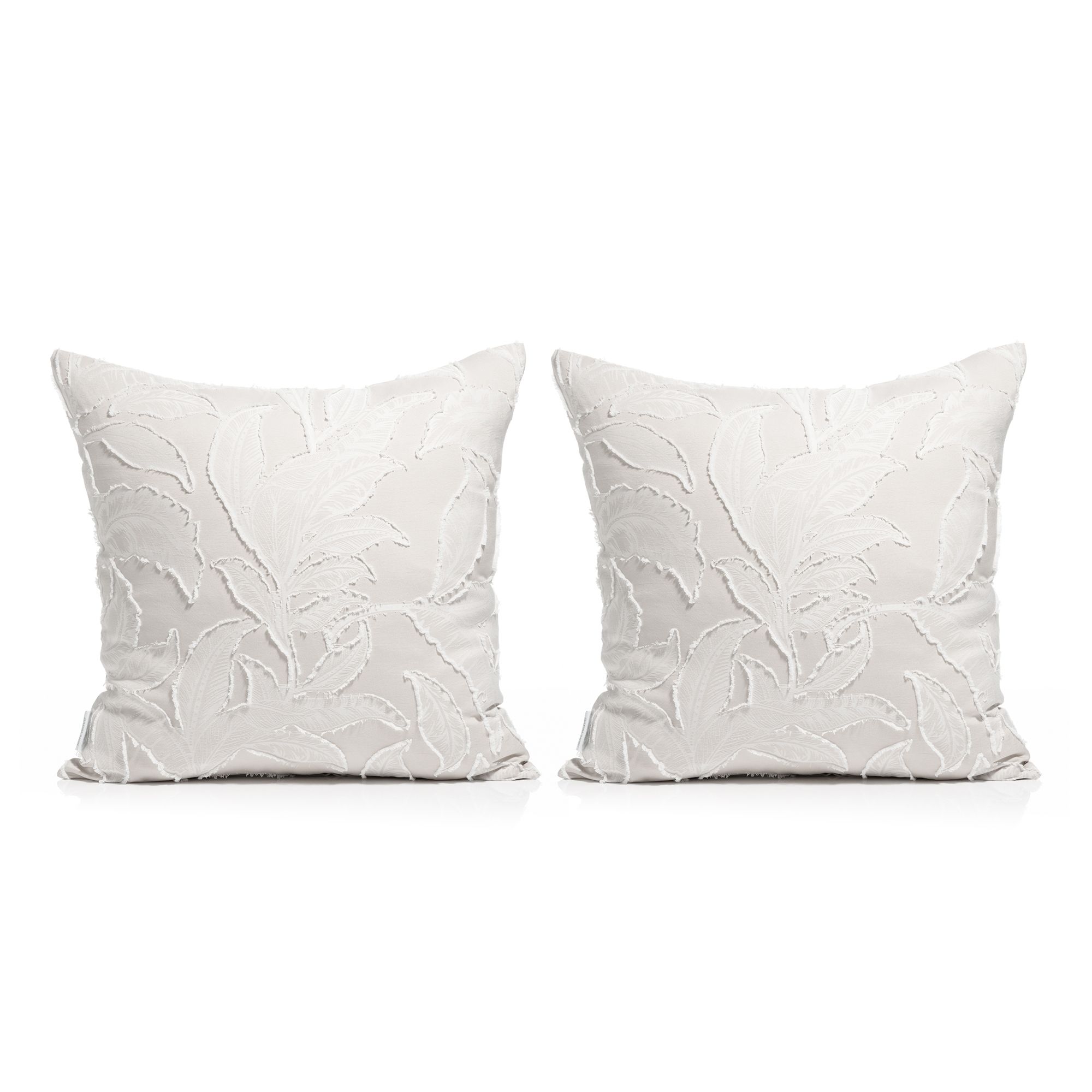 SOFT WAVE 2 Dekokissenhüllen Blätter & Streifen MF Strukturmix waschbar, ca. 50x50cm