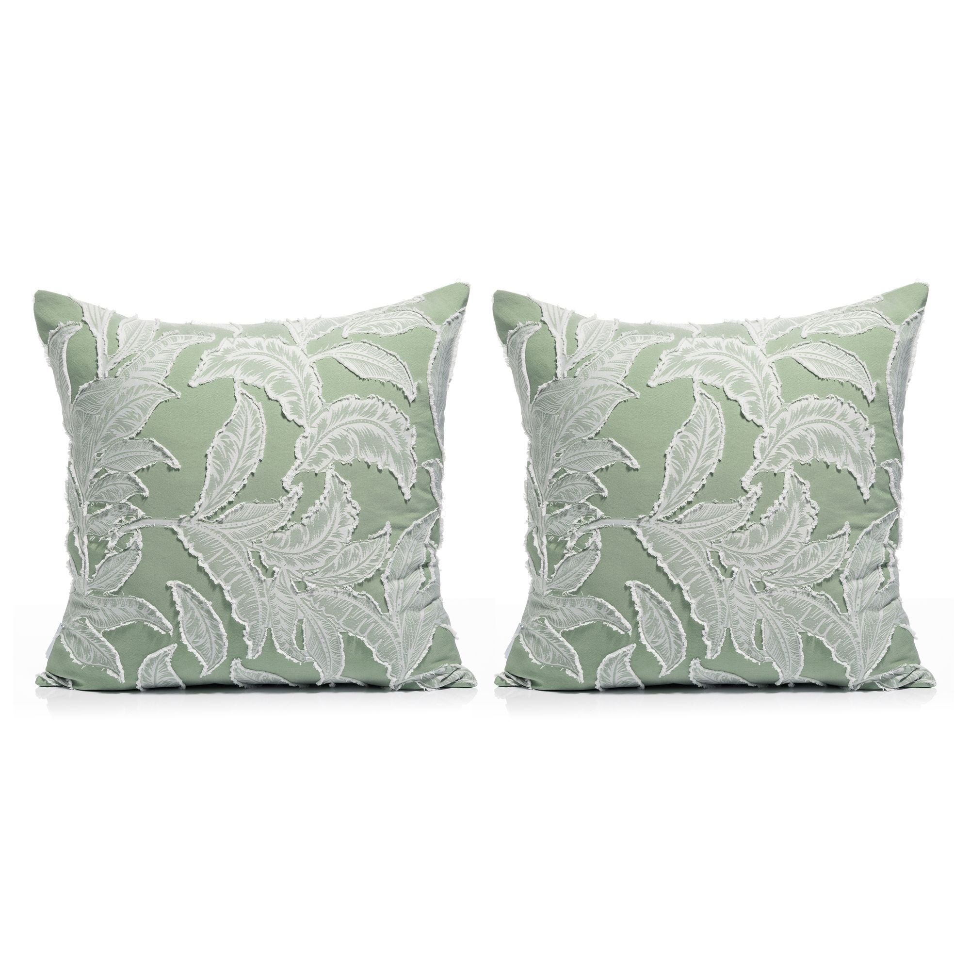 SOFT WAVE 2 Dekokissenhüllen Blätter & Streifen MF Strukturmix waschbar, ca. 50x50cm