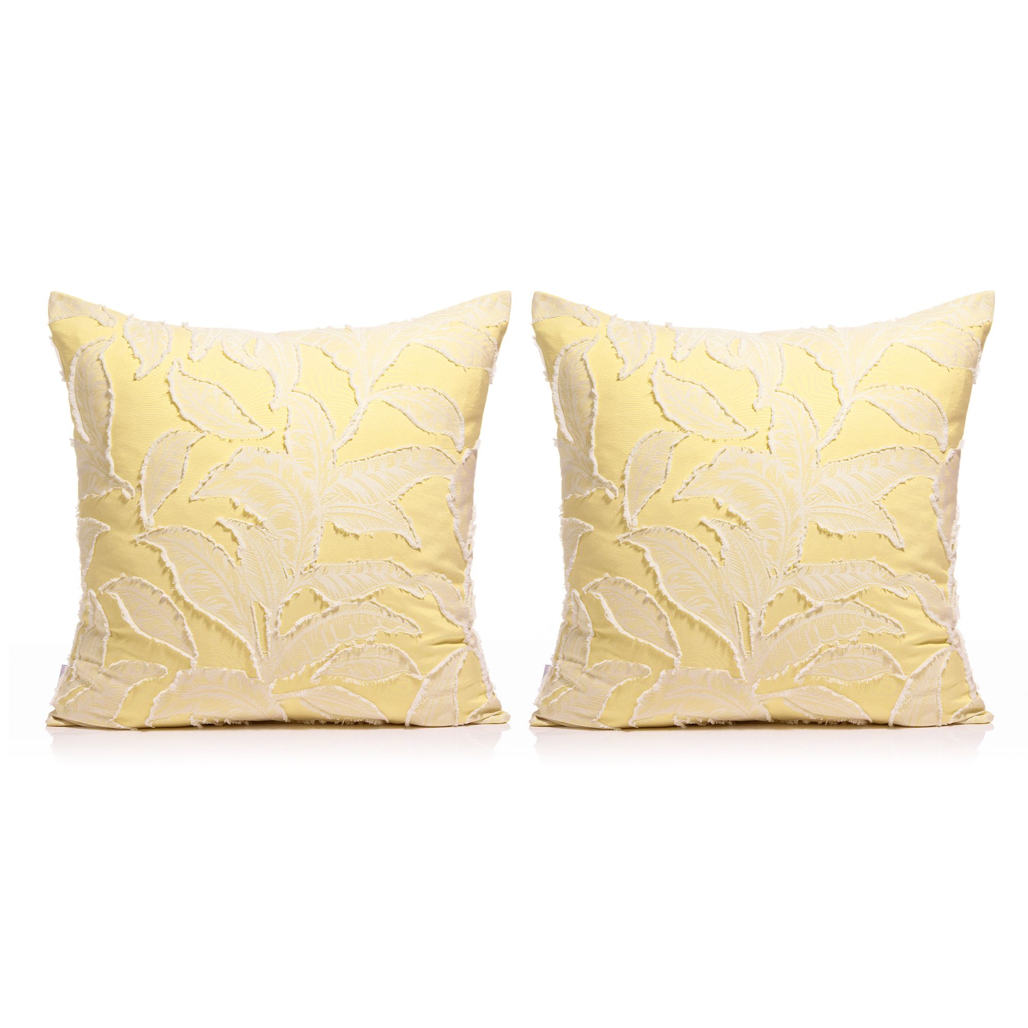 SOFT WAVE 2 Dekokissenhüllen Blätter & Streifen MF Strukturmix waschbar, ca. 50x50cm