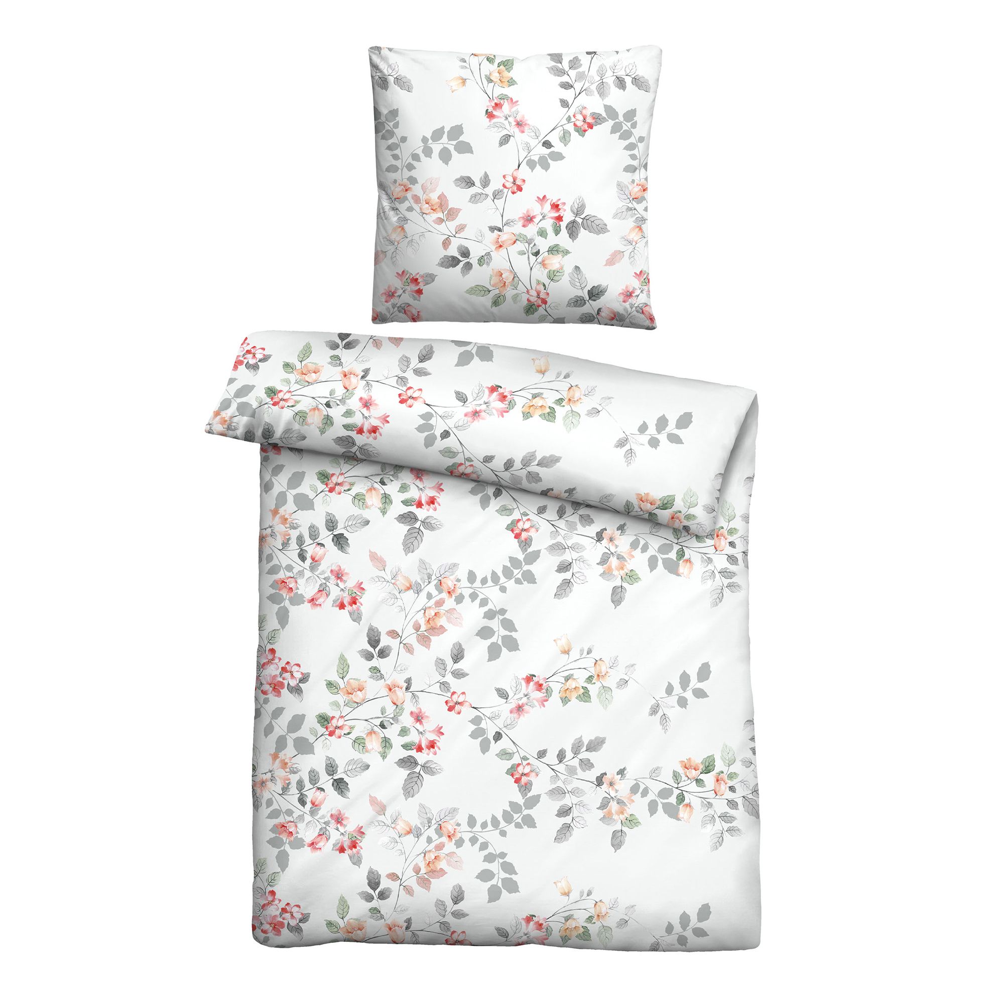 Castell® Bettwäsche Blumenranke Baumwoll Feinbiber Einzelbett, 2tlg.