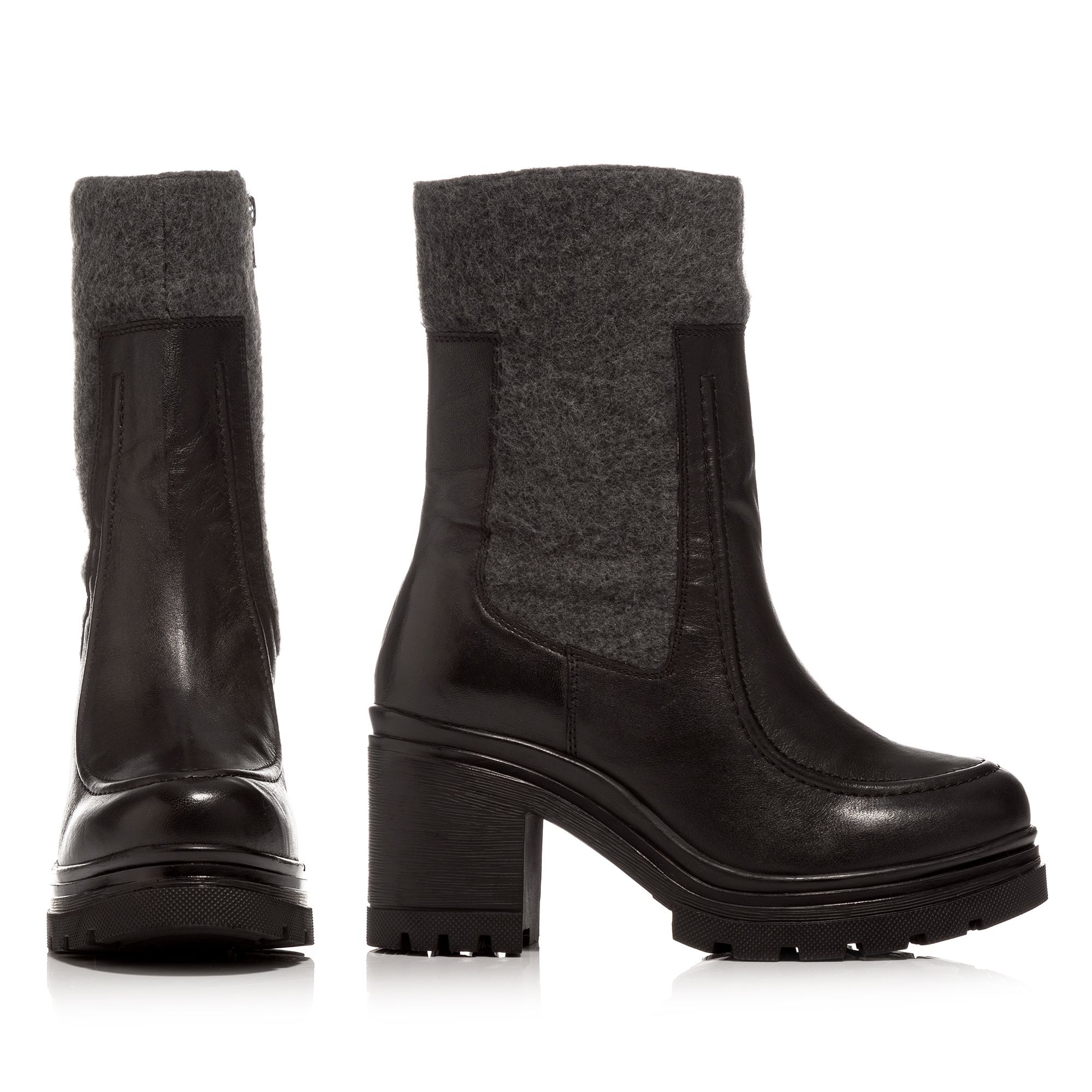 B-Ware VIA MILANO Stiefelette Echt Leder Filzapplikation