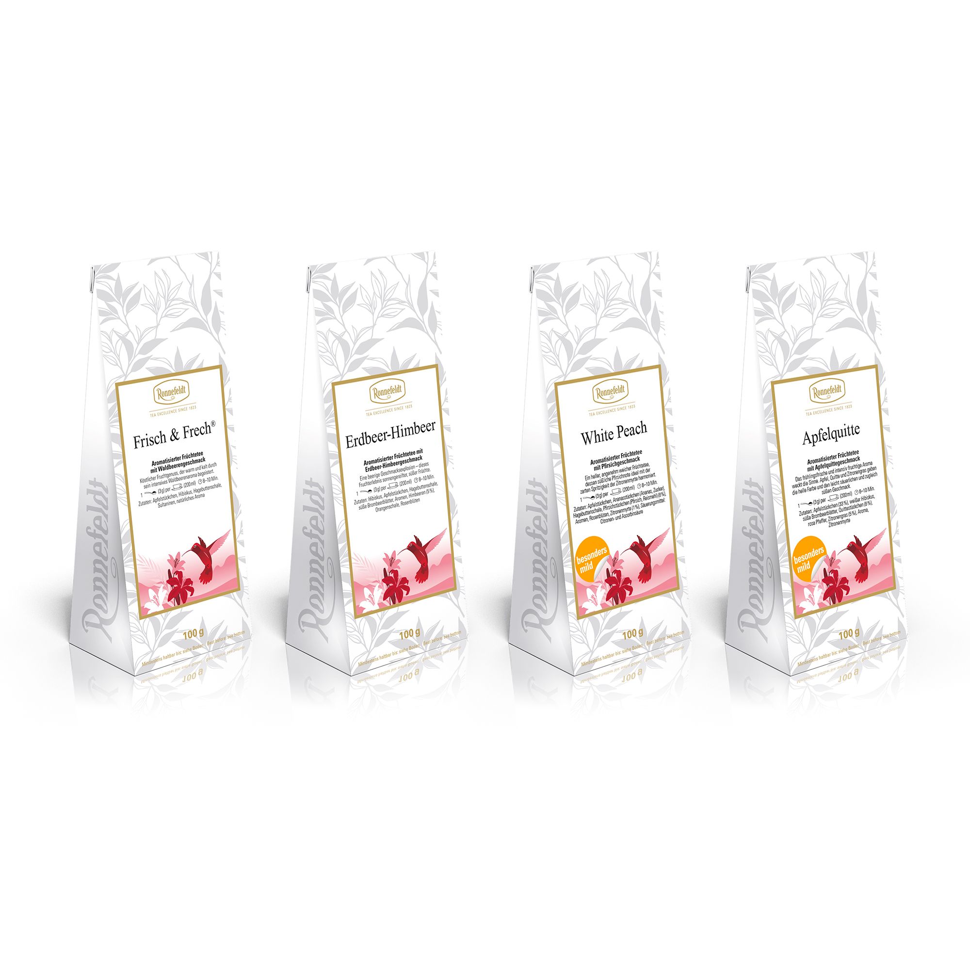  RONNEFELDT Früchtetee Selection Bundle 4 versch. Sorten Inhalt 400g