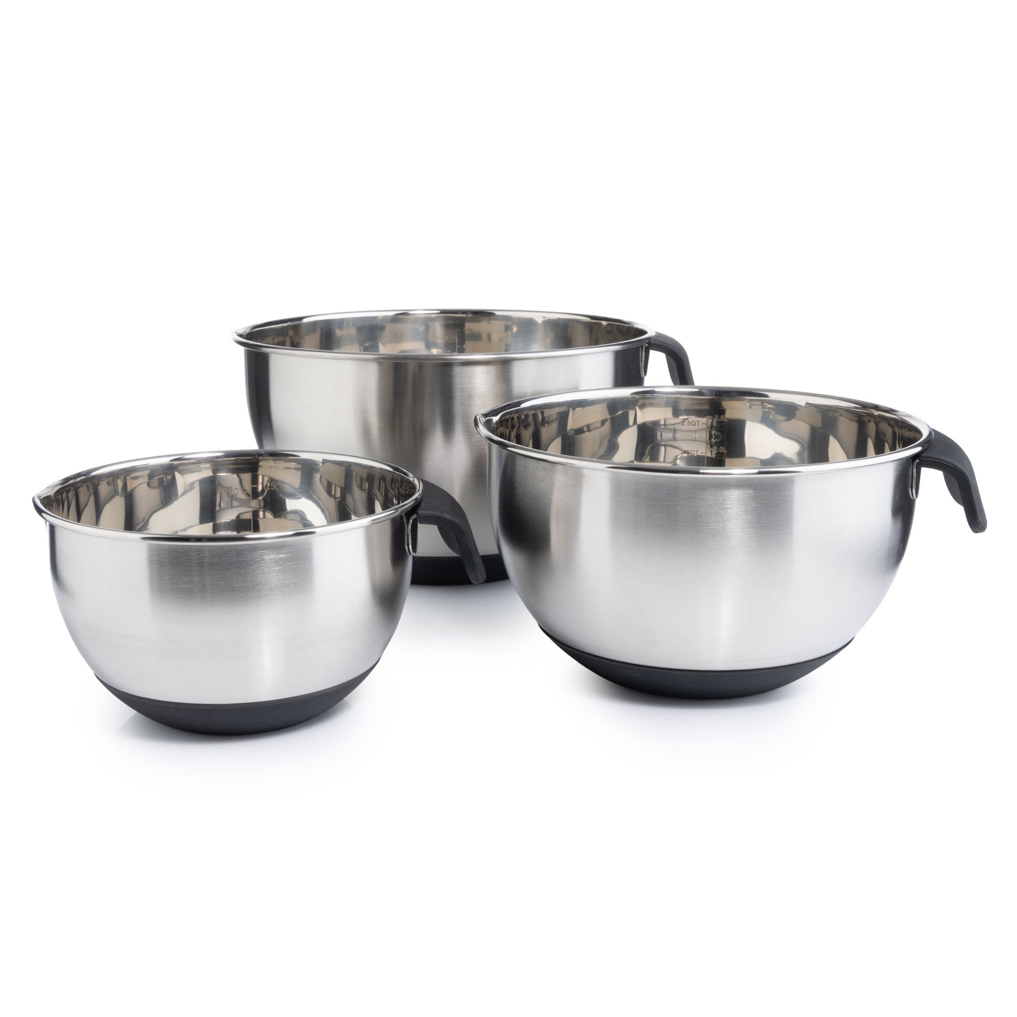 COOK'S ESSENTIALS Schüssel-Set mit Griff integrierte Messskala 1,25l, 2,5l, 4,5l