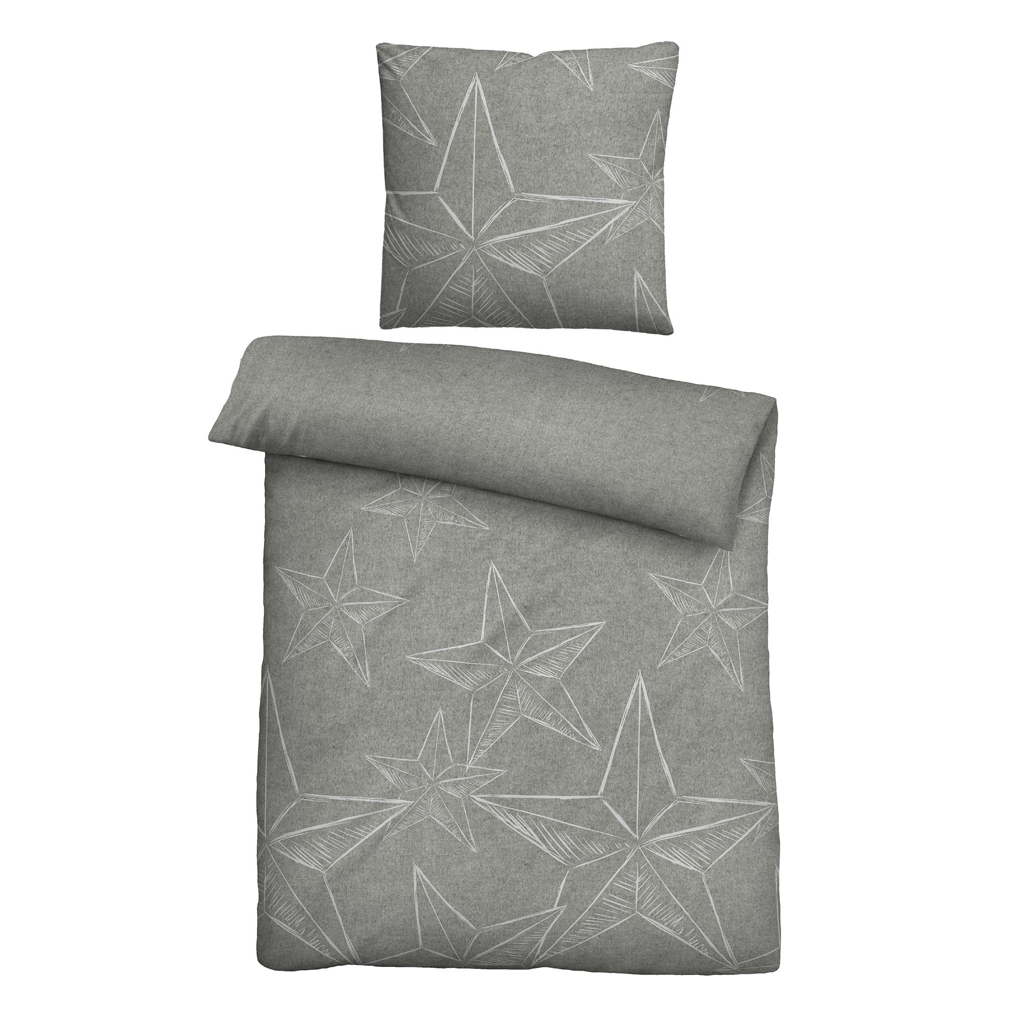 biberna® Bettwäsche Wintersterne Baumwoll Flanell Einzelbett, 2tlg.
