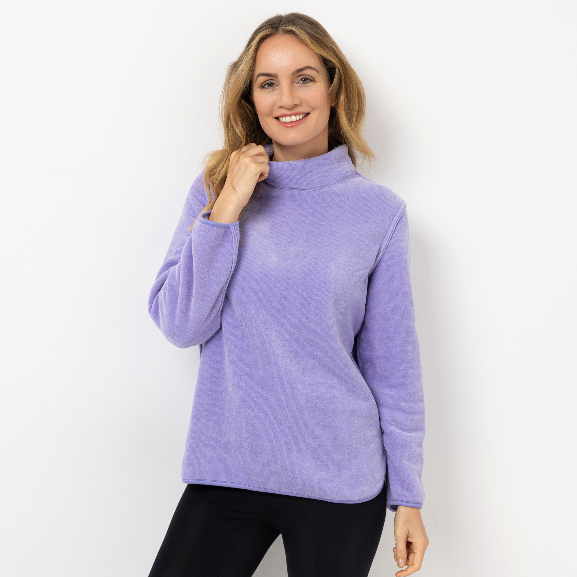 MONT CHALET Damen-Pullover wendbar Mikrofaser Edelplüsch Stehkragen