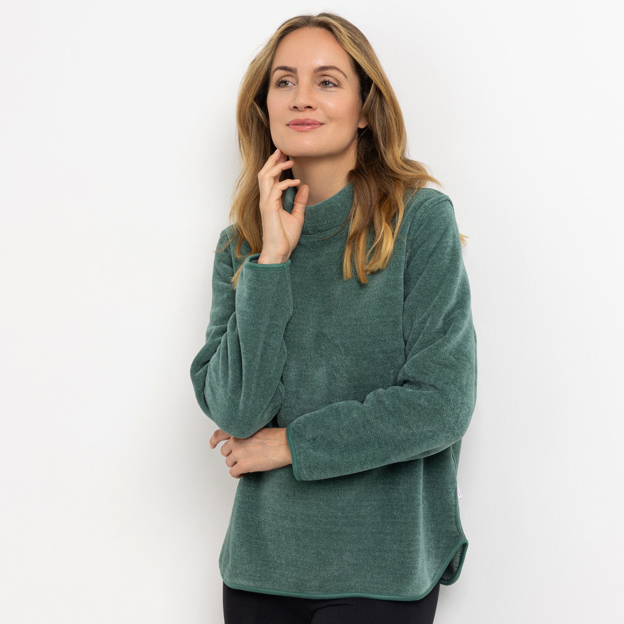 MONT CHALET Damen-Pullover wendbar Mikrofaser Edelplüsch Stehkragen