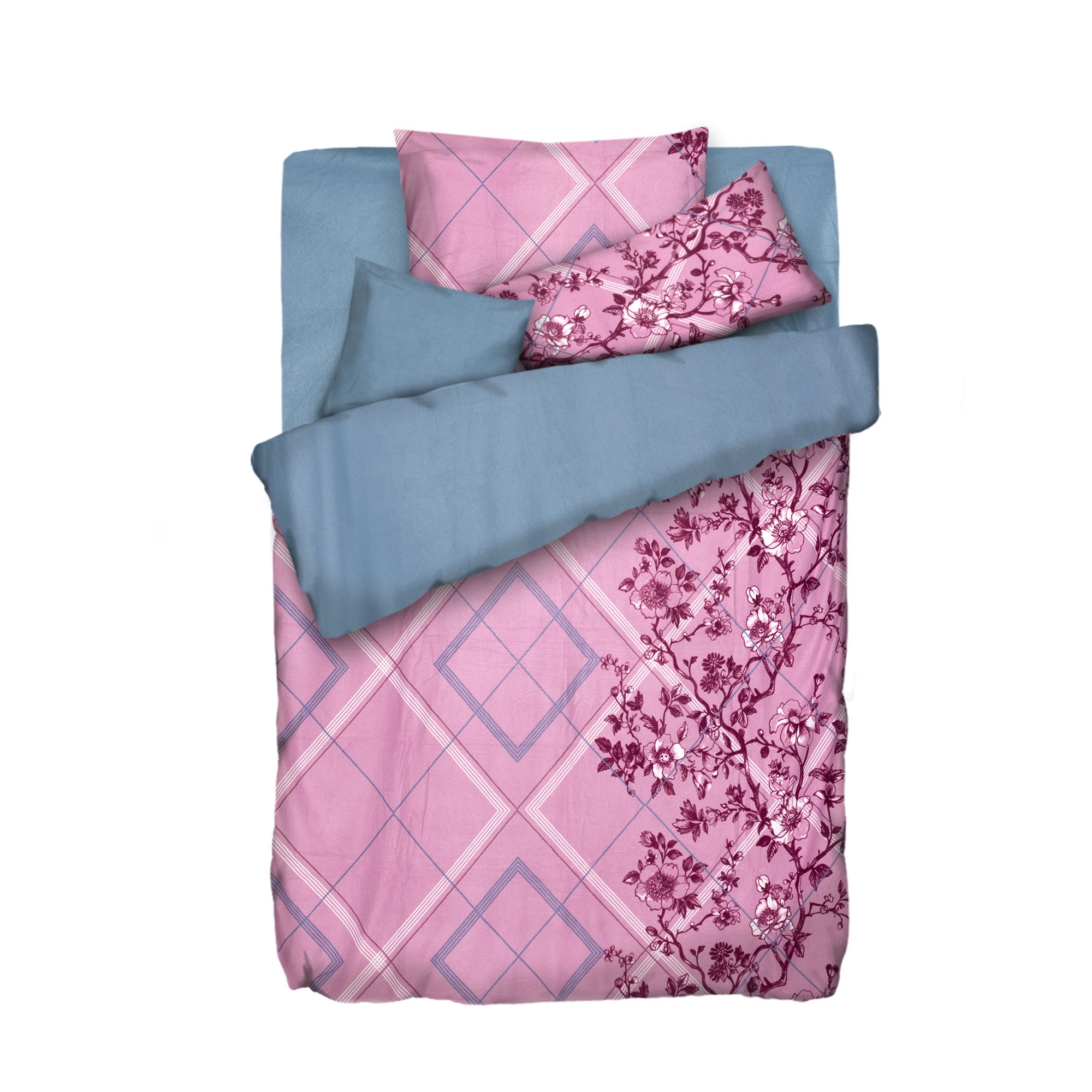 WINTERENGEL Wendebettwäsche Karo mit Ranken Mikrofaser Flanell Einzelbett, 5tlg.