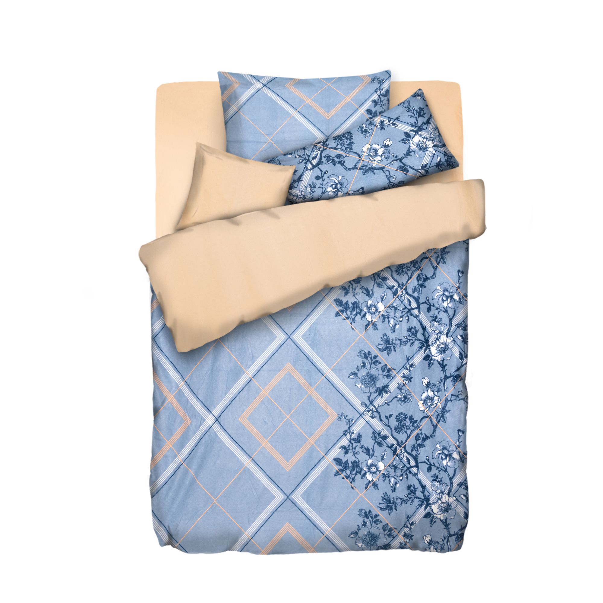 WINTERENGEL Wendebettwäsche Karo mit Ranken Mikrofaser Flanell Einzelbett, 5tlg.