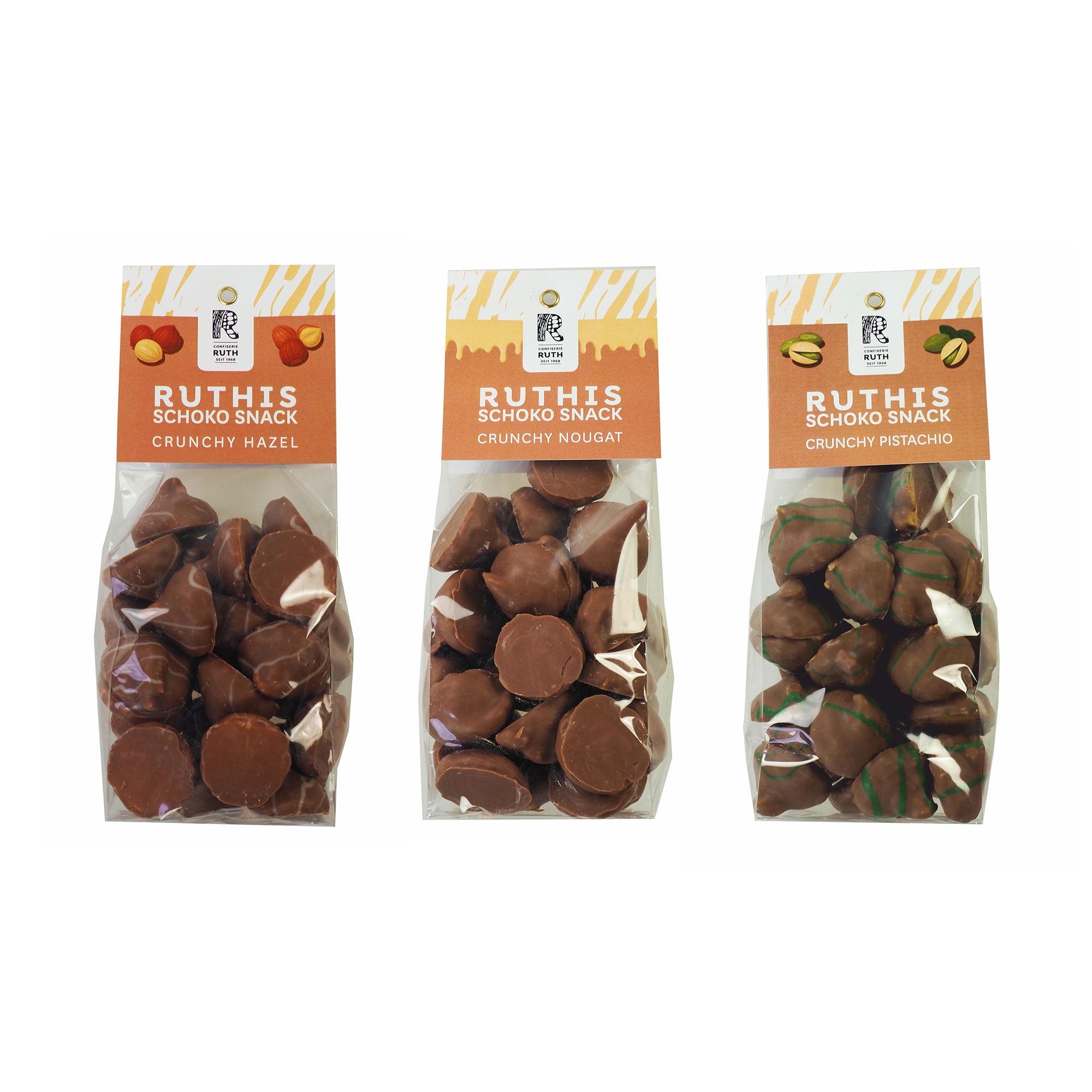 RUTH SCHOKOLADE Ruthi's Set Schoko-Snacks 3 versch. Sorten Inhalt 3x 200g