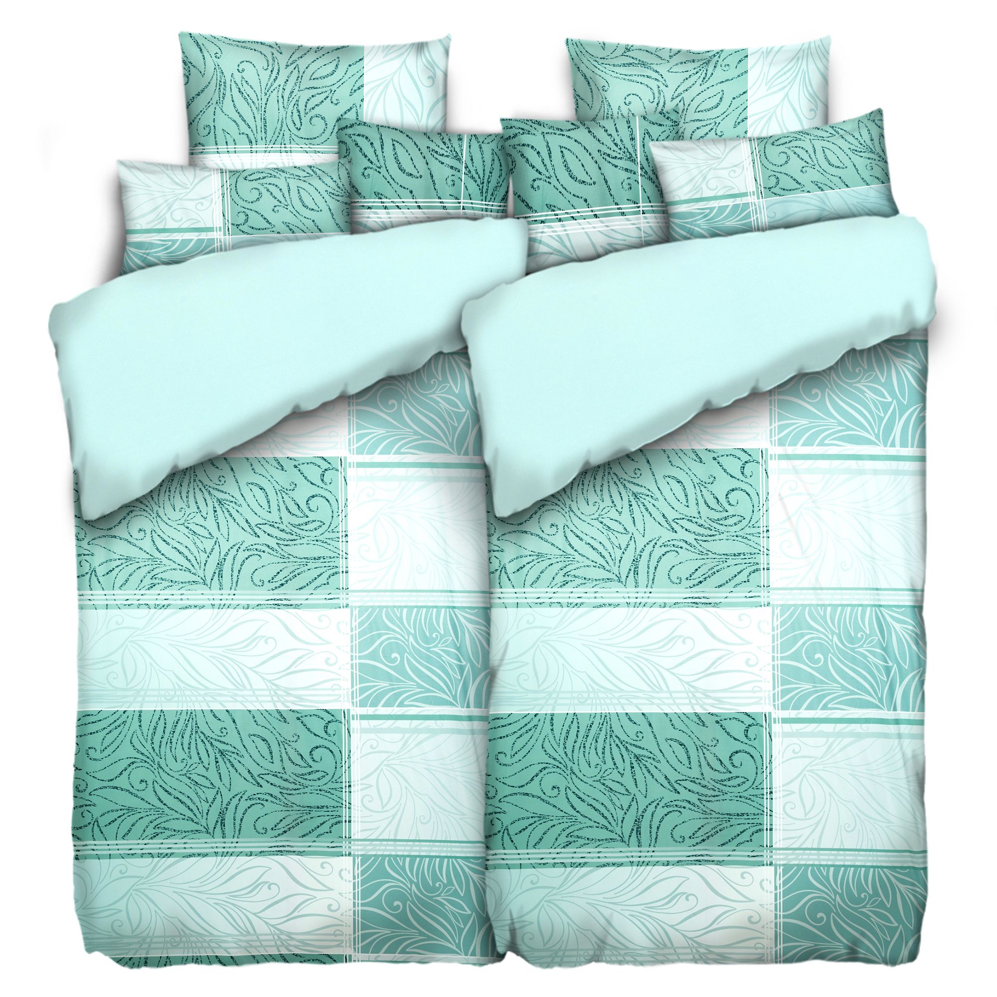 JERYMOOD Wendebettwäsche Rankengrafik Mikrofaser Jersey Doppelbett, 8tlg.