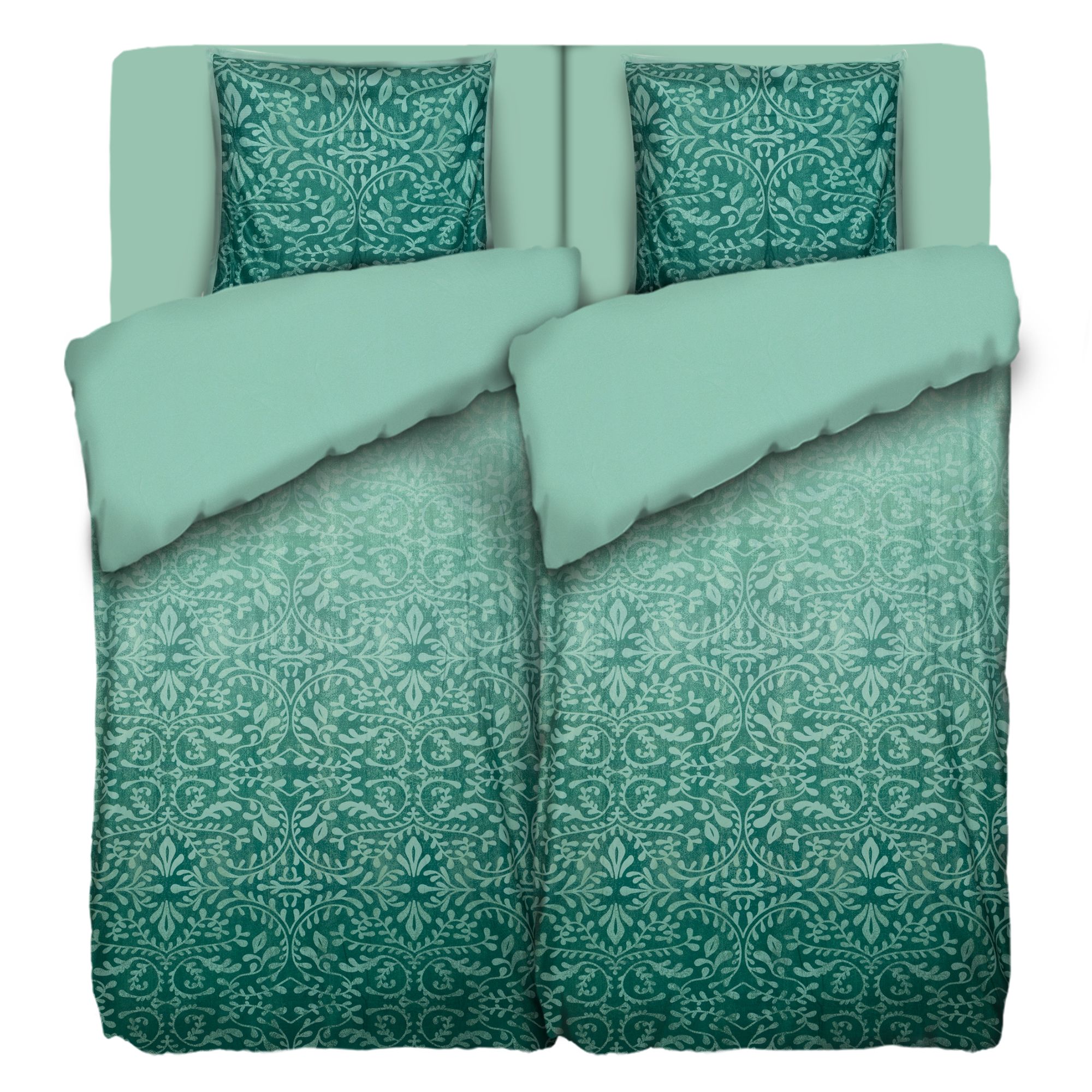 WINTERENGEL Wendebettwäsche mit Stehsaum,Ornament Mikrofaser Flanell Doppelbett, 6tlg