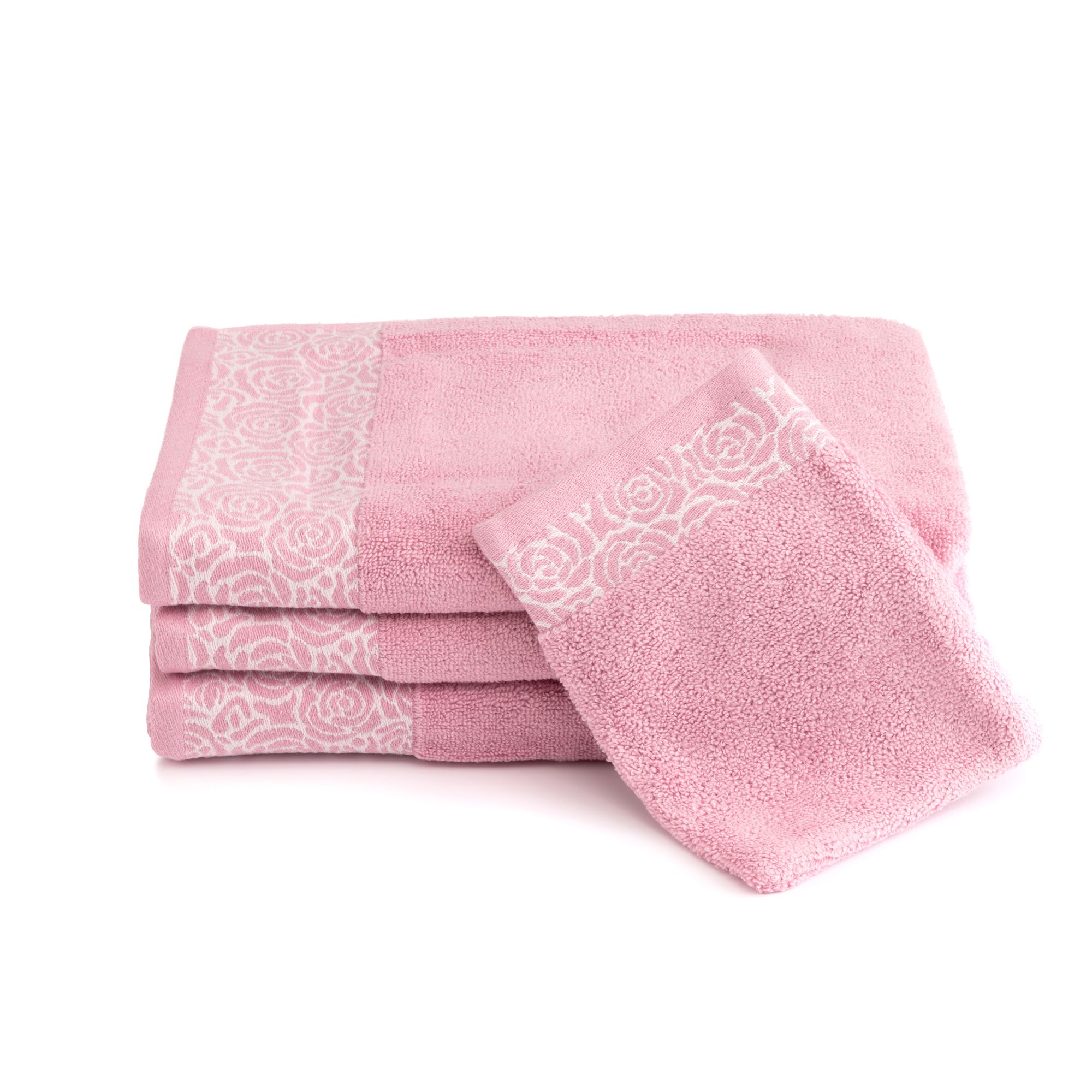 SEEDÜNE Handtuch-Set Jacquard-Rosenbordüre 100% Baumwolle 4tlg.