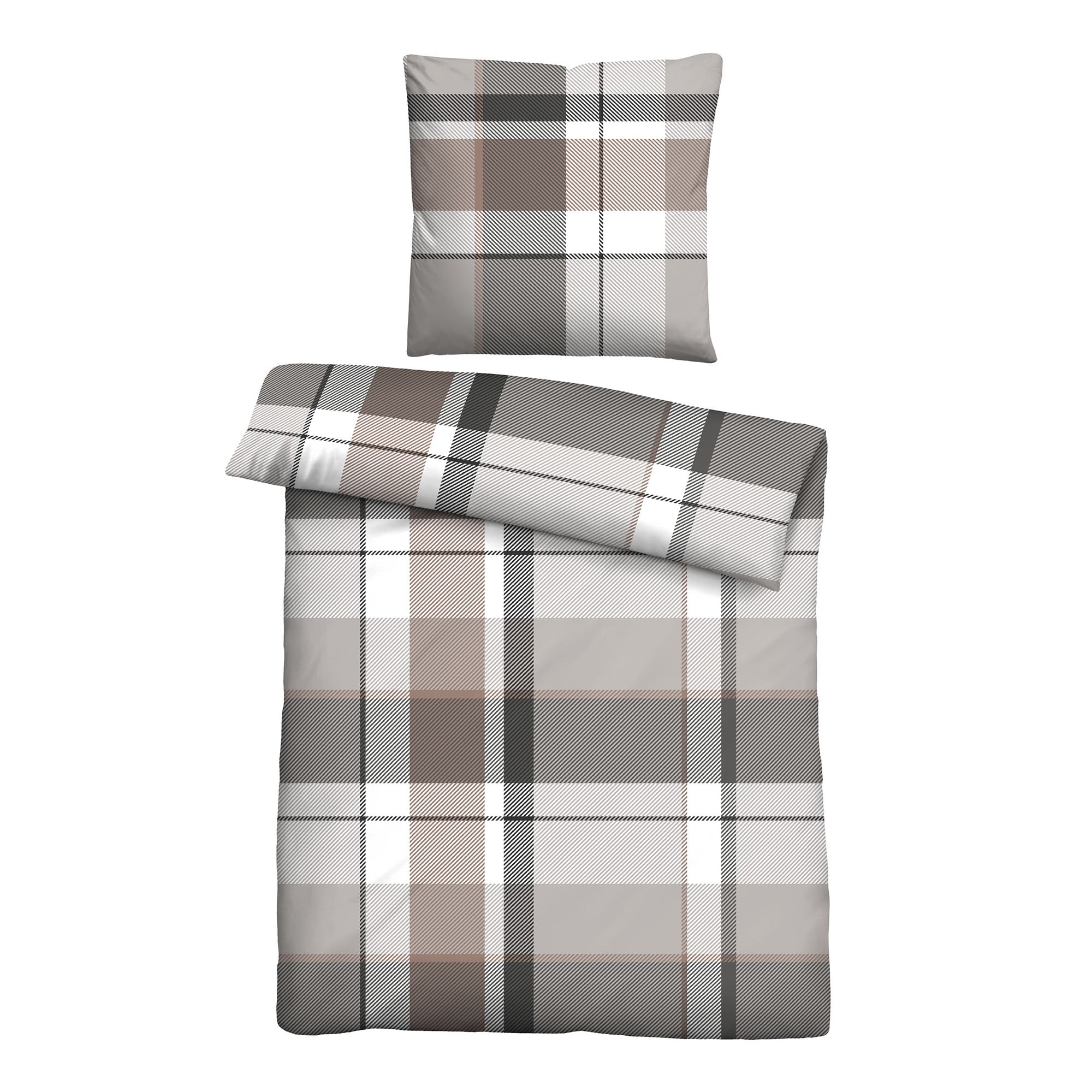 Castell® Bettwäsche großes Karo Baumwoll Feinbiber Einzelbett, 2tlg.