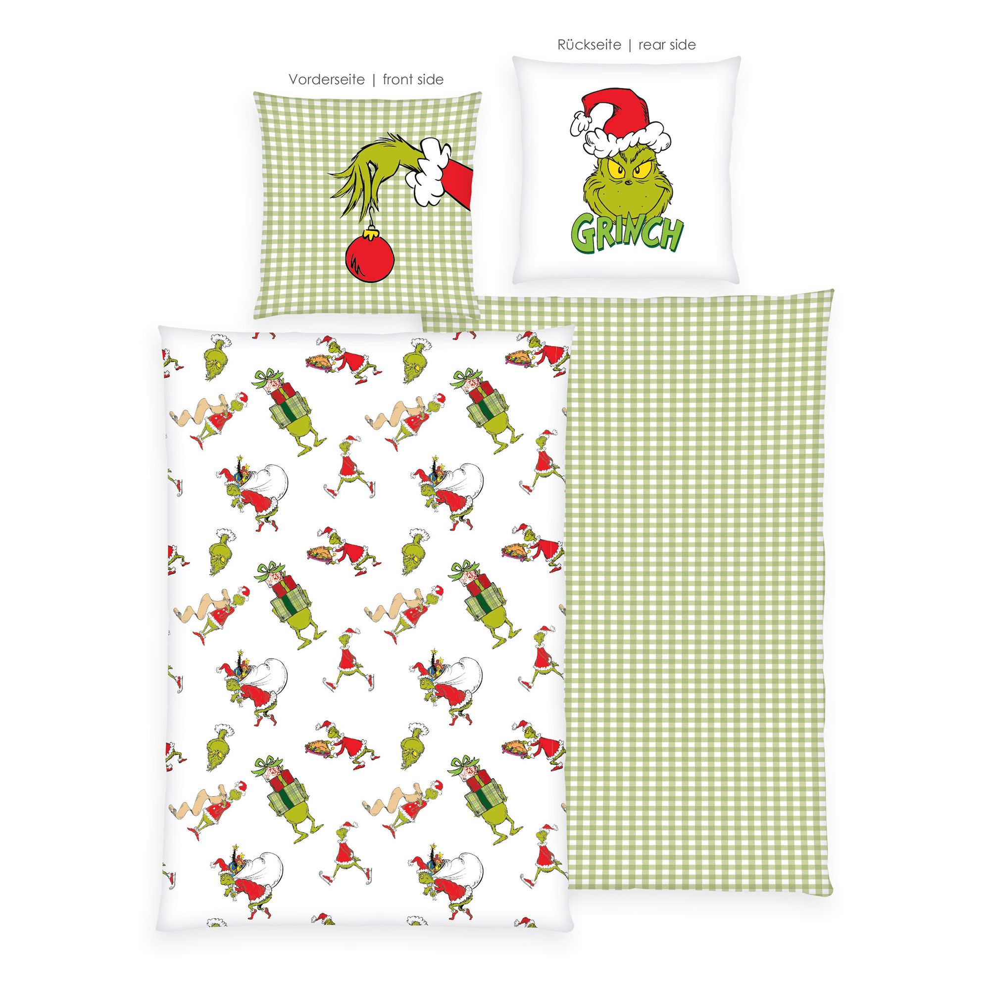 THE GRINCH™ Wendebettwäsche The Grinch™ / Karo Baumwoll Renforcé Einzelbett, 2tlg.
