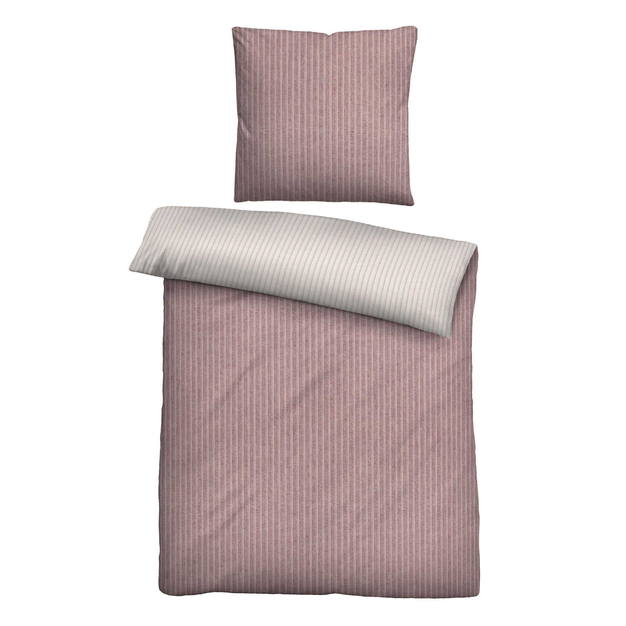 biberna® Wendebettwäsche Webstreifen Baumwoll Flanell Einzelbett