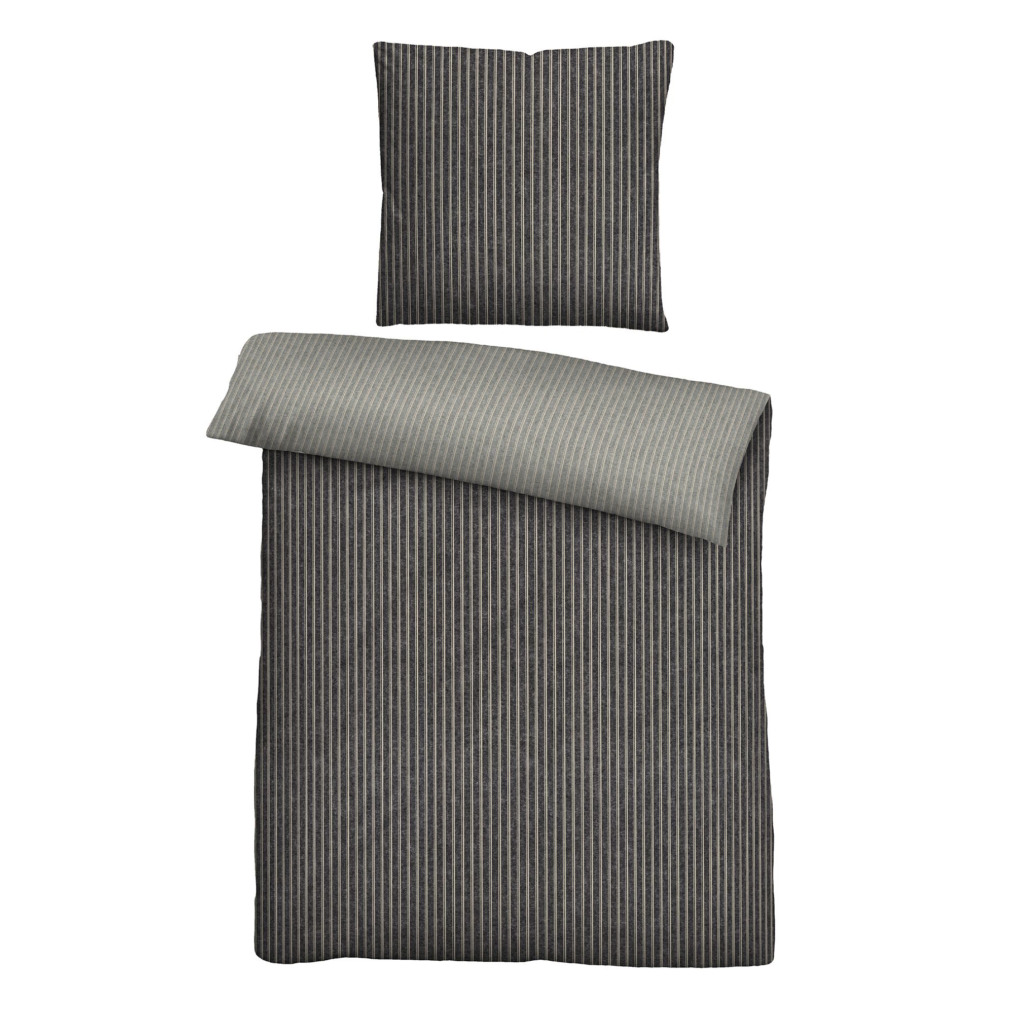 biberna® Wendebettwäsche Webstreifen Baumwoll Flanell Einzelbett