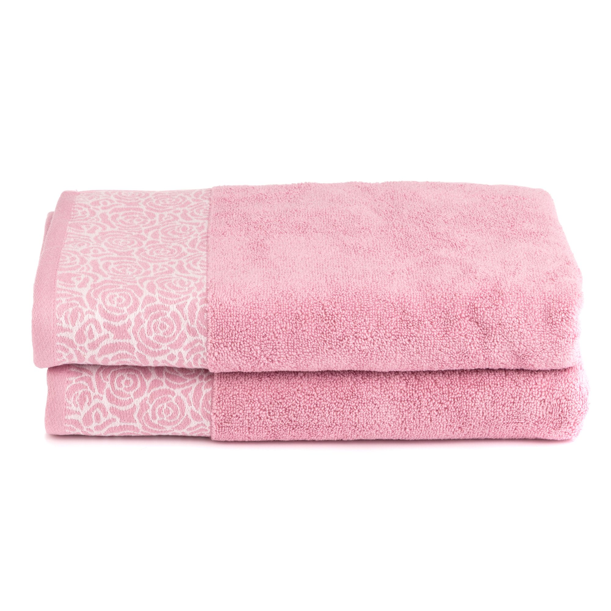 SEEDÜNE 2 Duschtücher Jacquard-Rosenbordüre 100% Baumwolle ca. 70x140cm