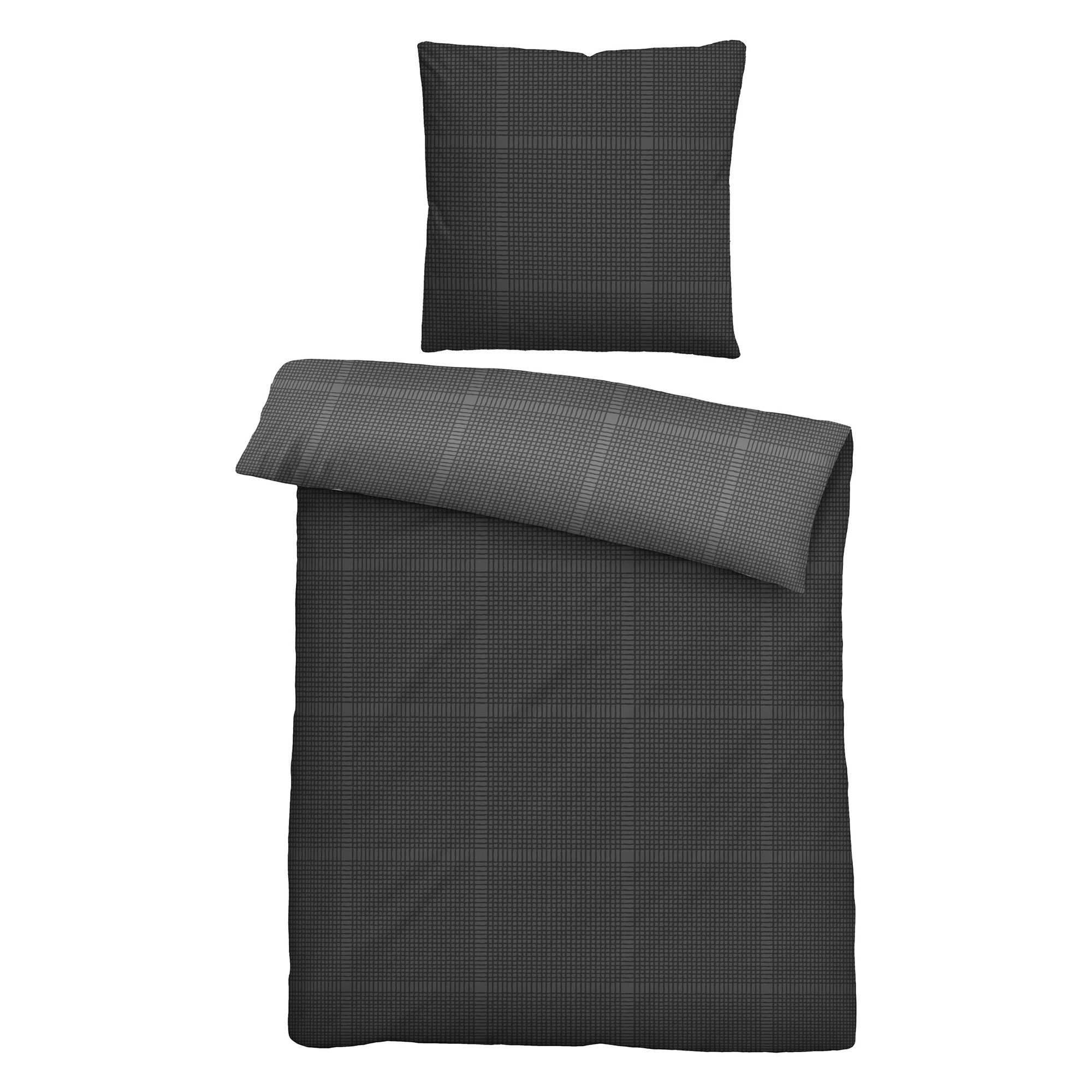 biberna® Wendebettwäsche Karo-Design Mako-Satin Einzelbett, 2tlg.