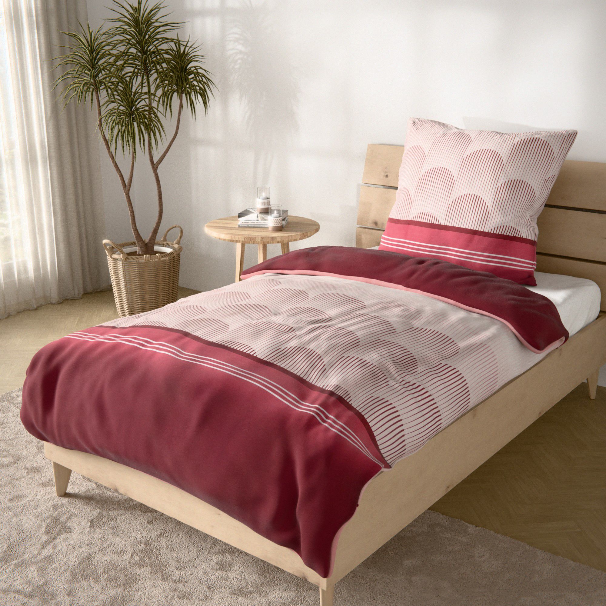 NACHTIGALL Bettwäsche grafisches Design Baumwoll Satin Einzelbett, 2tlg.