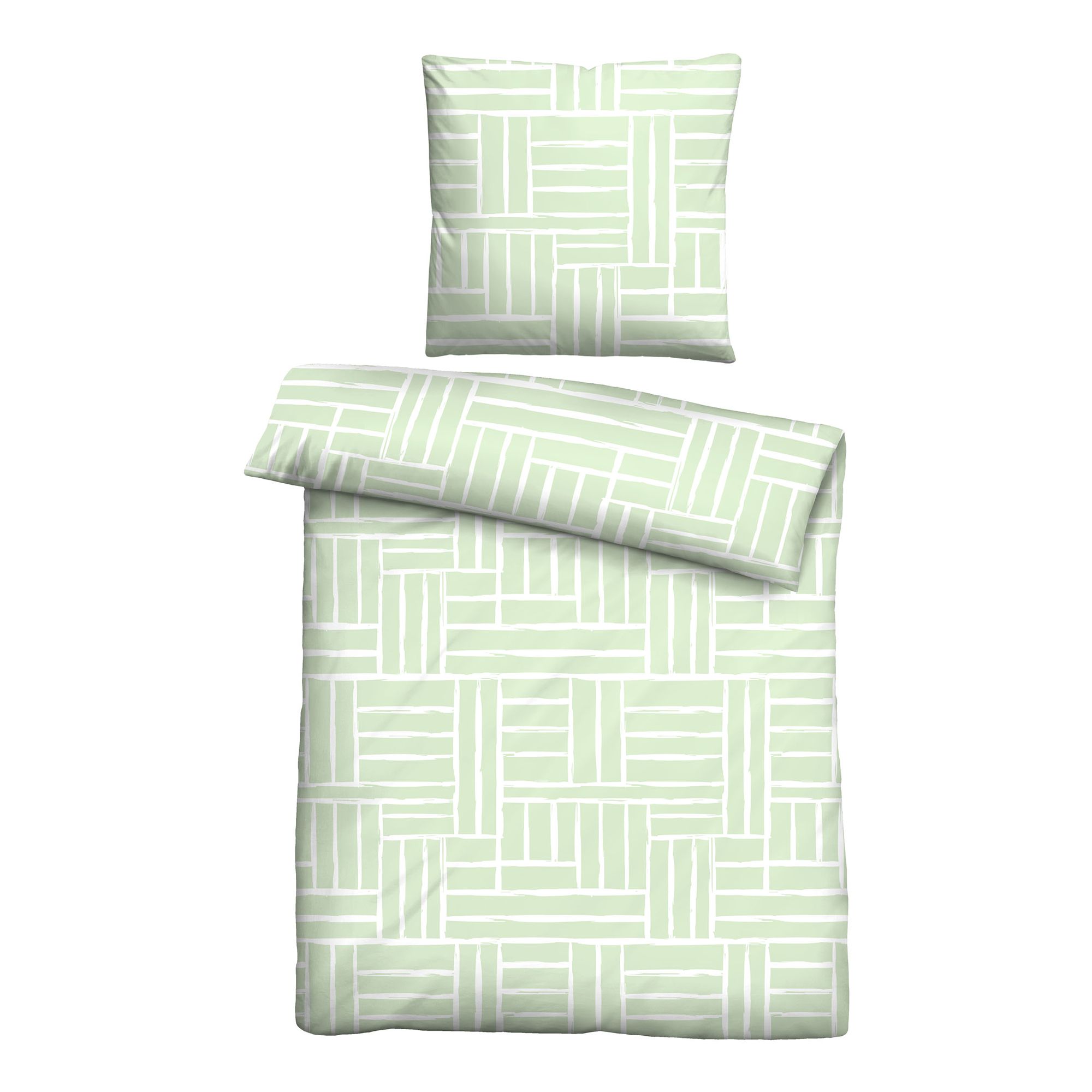 Castell® Bettwäsche Kästchen-Design Baumwoll Seersucker Einzelbett, 2tlg.