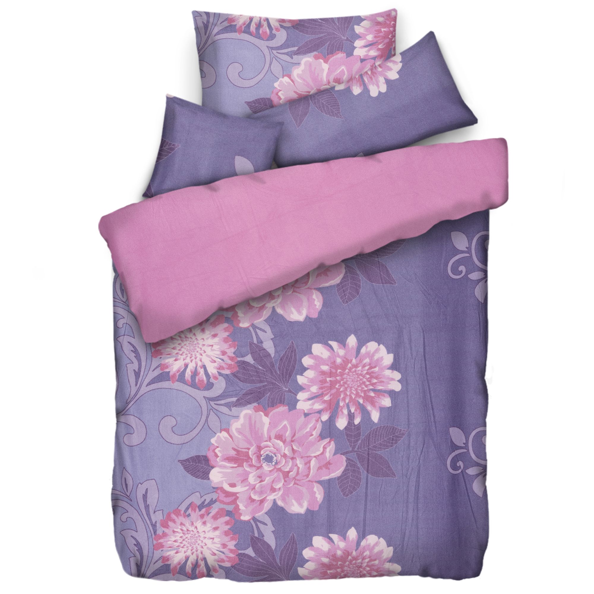 WINTERENGEL Wendebettwäsche Pfingstrosen Mikrofaser Flanell Einzelbett, 4tlg.