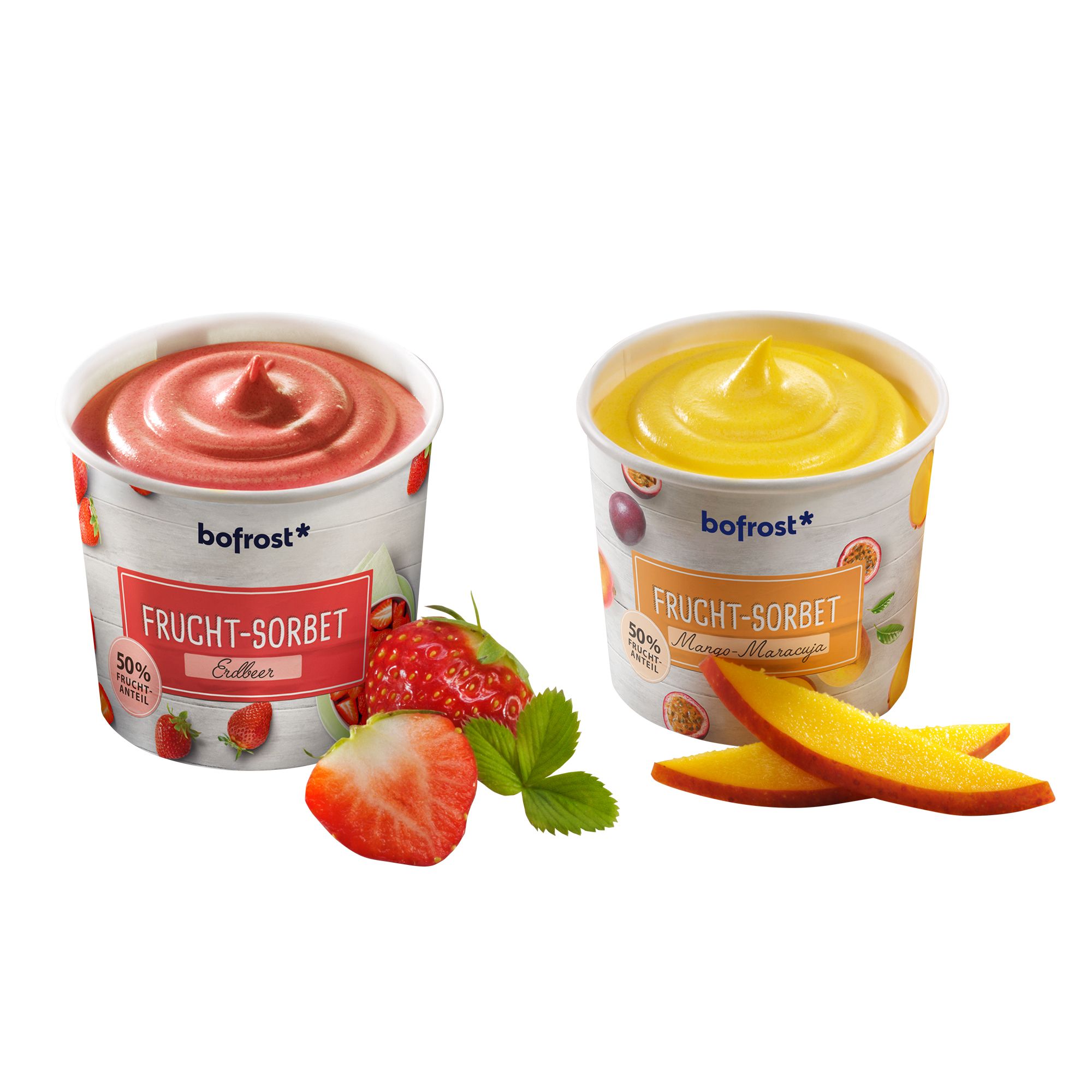 bofrost* Fruchtsorbet Set Mango-Maracuja und Erdbeere Inhalt 8x 100ml ...