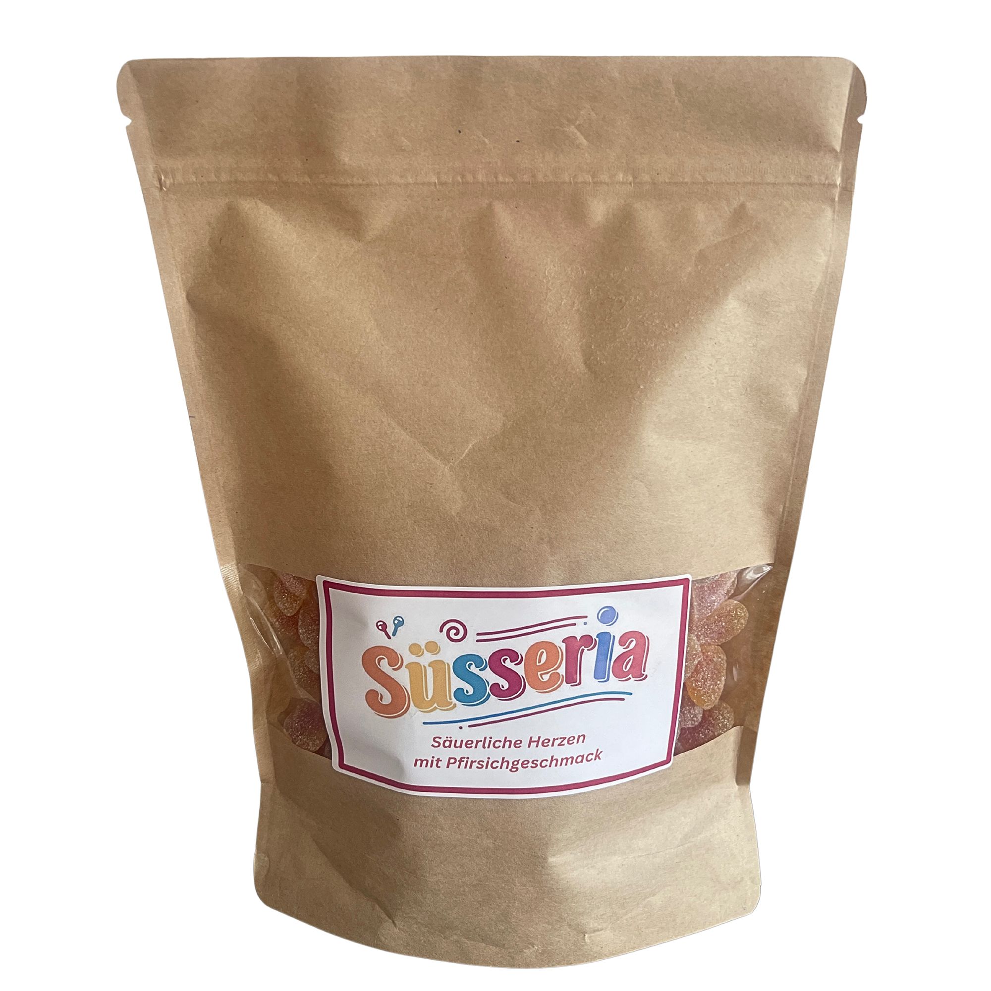  SÜSSERIA Gummibonbon säuerliche Herzen mit Pfirsichgeschmack Inhalt 1.000g