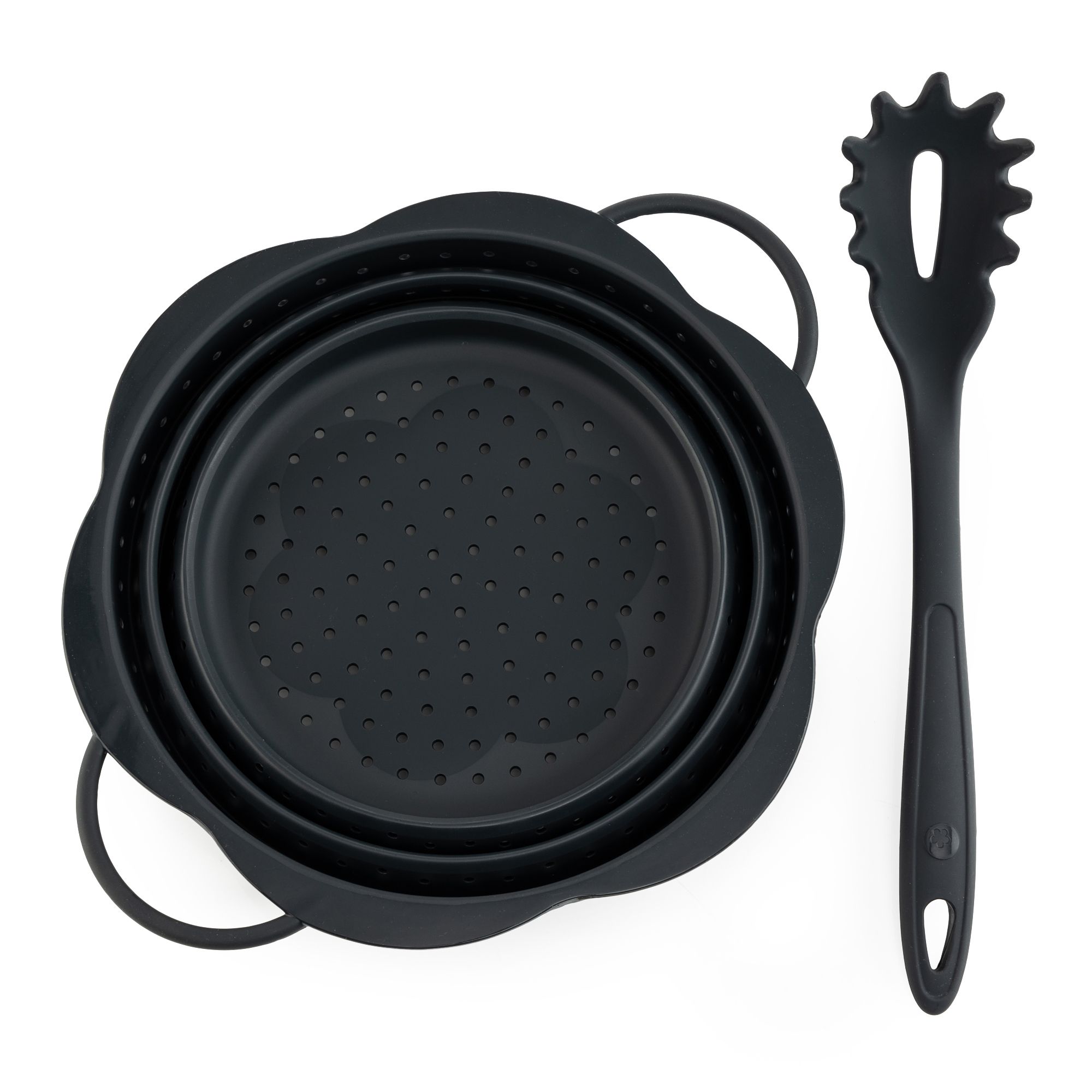 KOCHBLUME® Spaghetti-Set faltbares Sieb L & Pastalöffel Silikon, 2tlg.