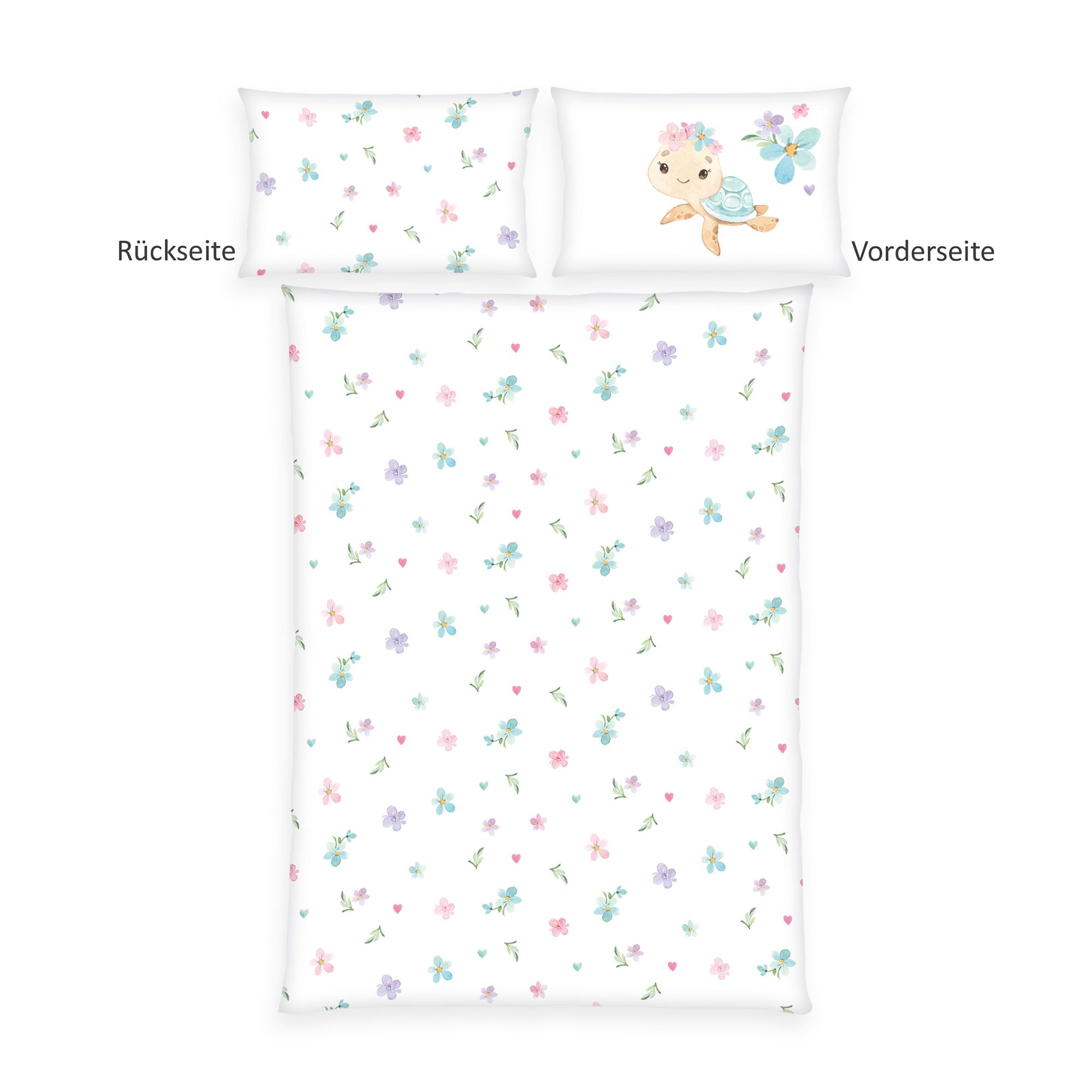 babybest® Wendebettwäsche Blumen-Motiv Baumwoll Flanell Einzelbett, 2tlg.