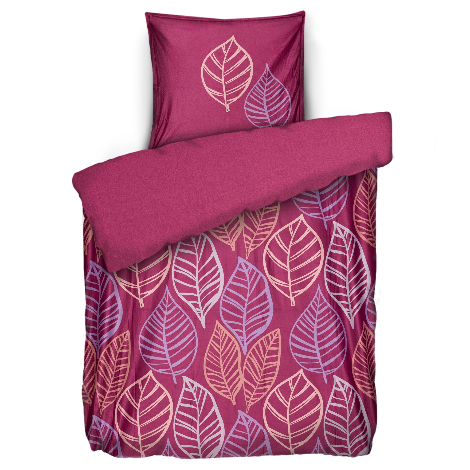 WINTERENGEL Bettwäsche Blätter / Stehsaum Mikrofaser Flanell Einzelbett, 2tlg.