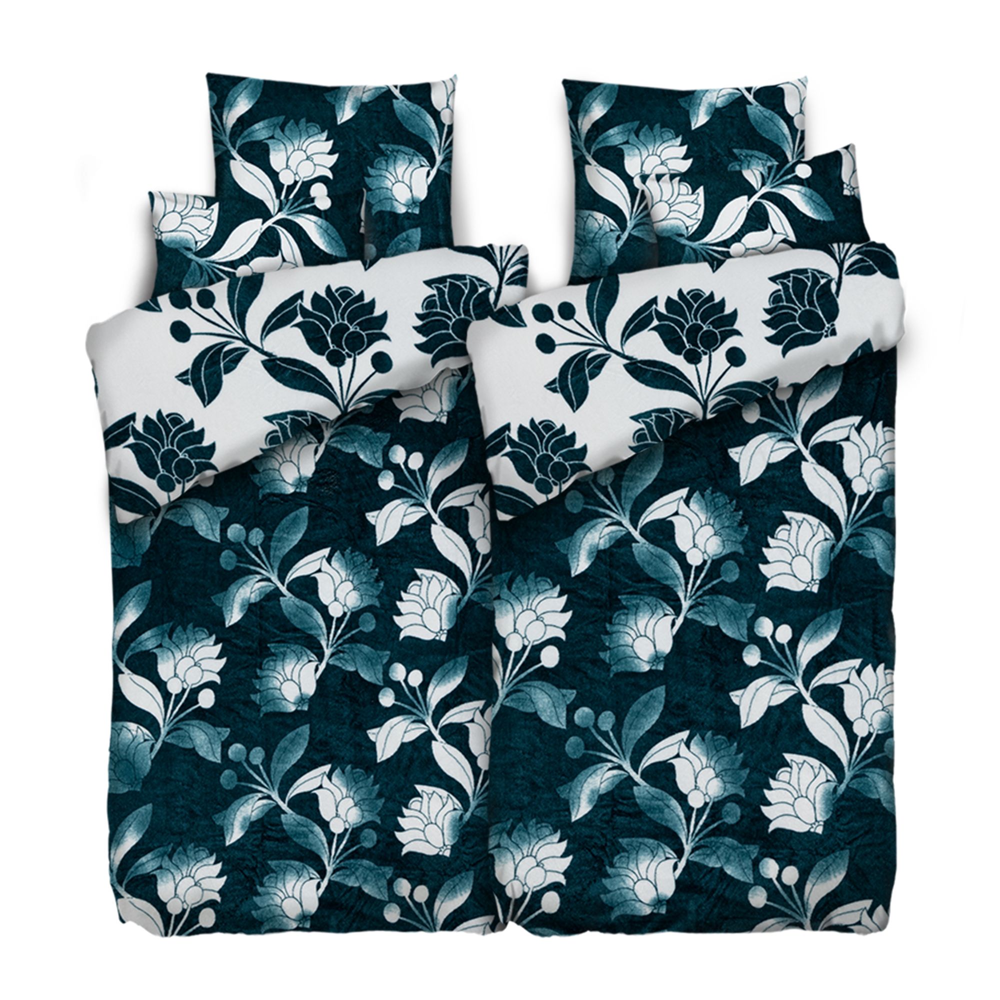 BADIZIO Classic Wendebettwäsche Aquarellranken Mikrofaser Plüsch Doppelbett, 6tlg.