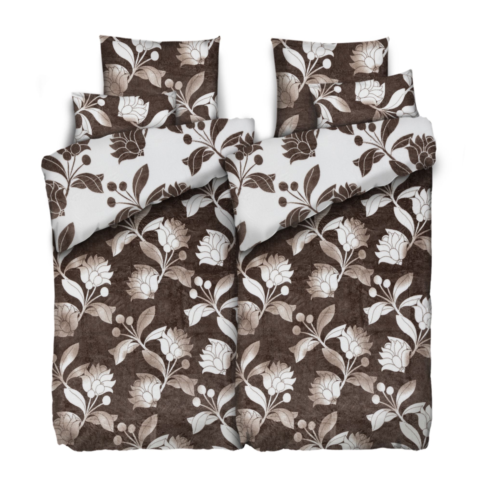 BADIZIO Classic Wendebettwäsche Aquarellranken Mikrofaser Plüsch Doppelbett, 6tlg.