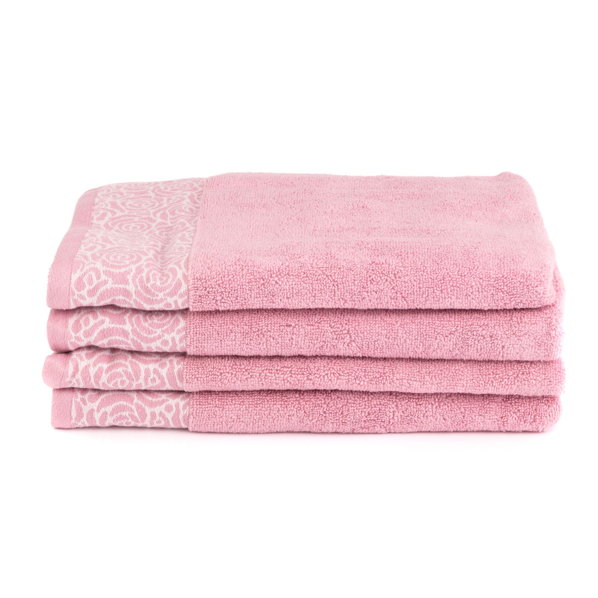 SEEDÜNE 4 Handtücher Jacquard-Rosenbordüre 100% Baumwolle ca. 50x100cm