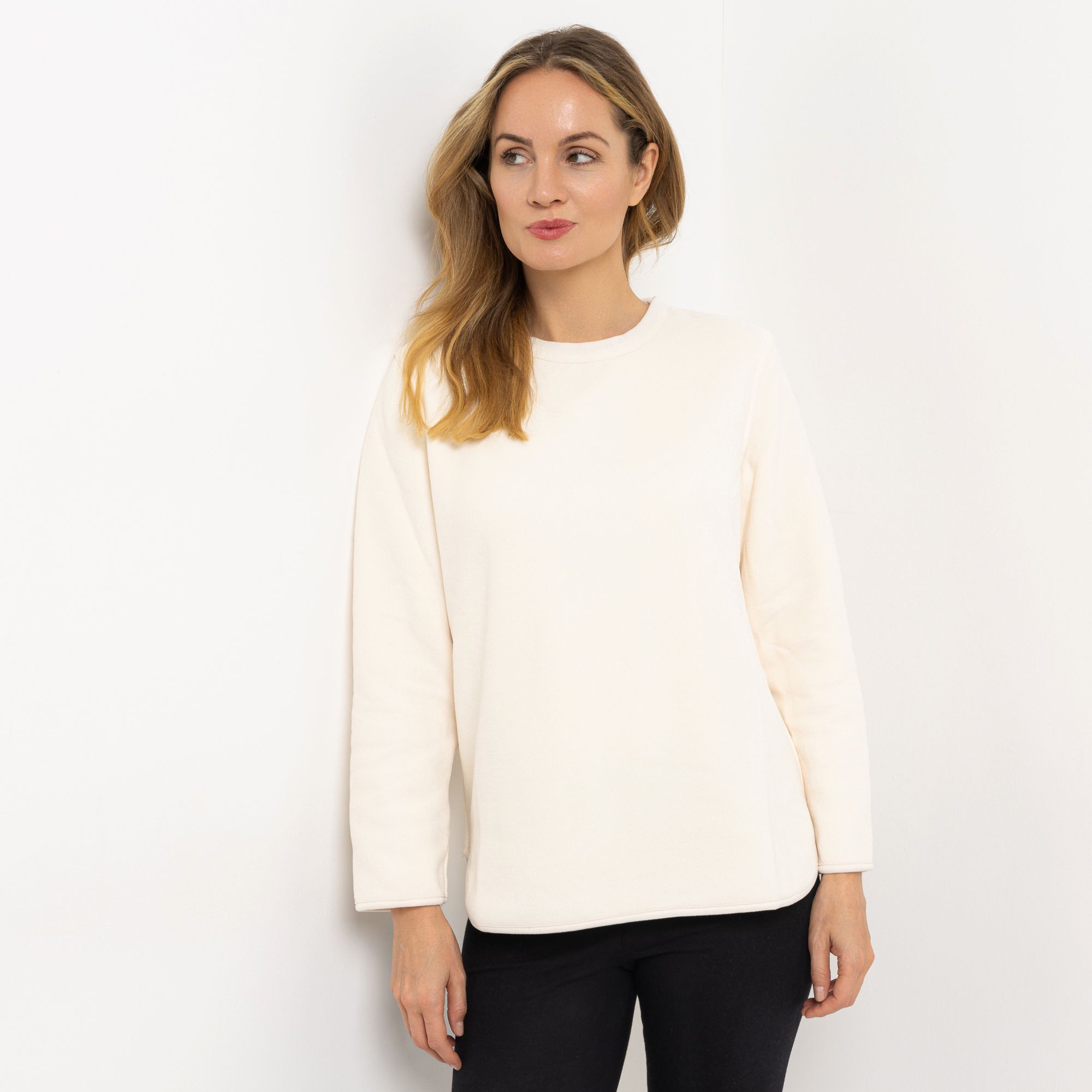 MONT CHALET Damen-Pullover wendbar Mikrofaser Edelplüsch Rundhalsauschnitt