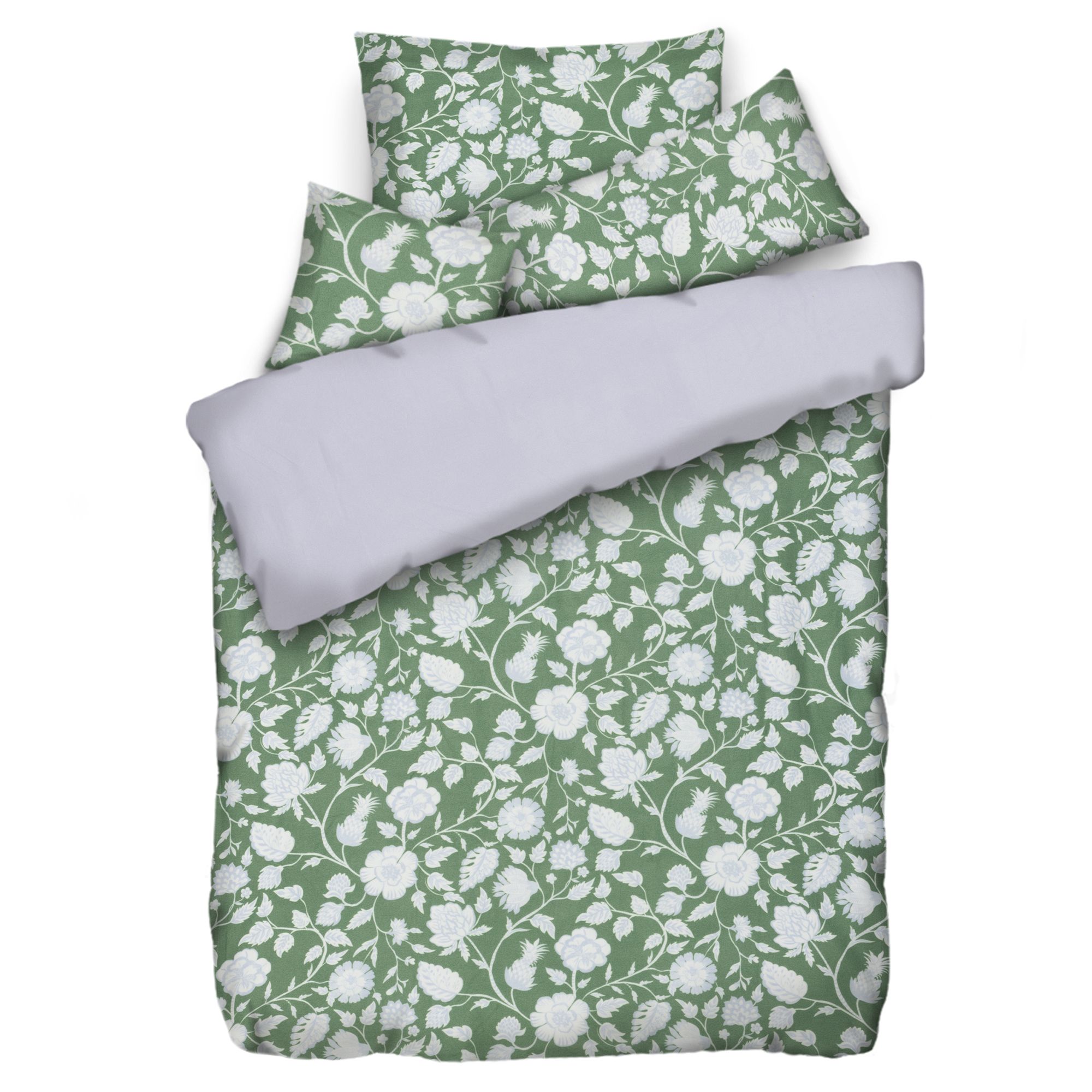 WINTERENGEL Premium Wendebettwäsche Blumenranken Mikrofaser Flanell Einzelbett, 5tlg.